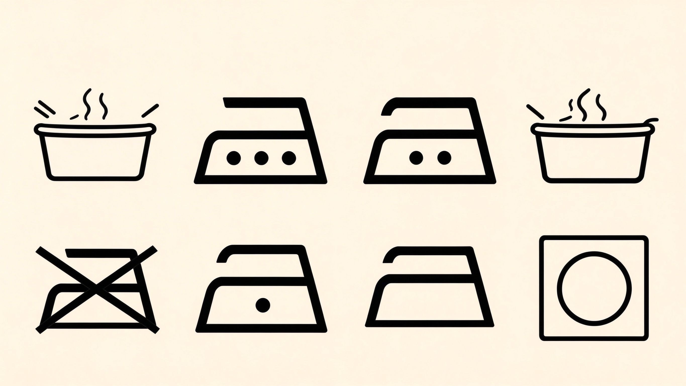 Fabric care symbols 3 annotated picture vocabulary with labeled objects