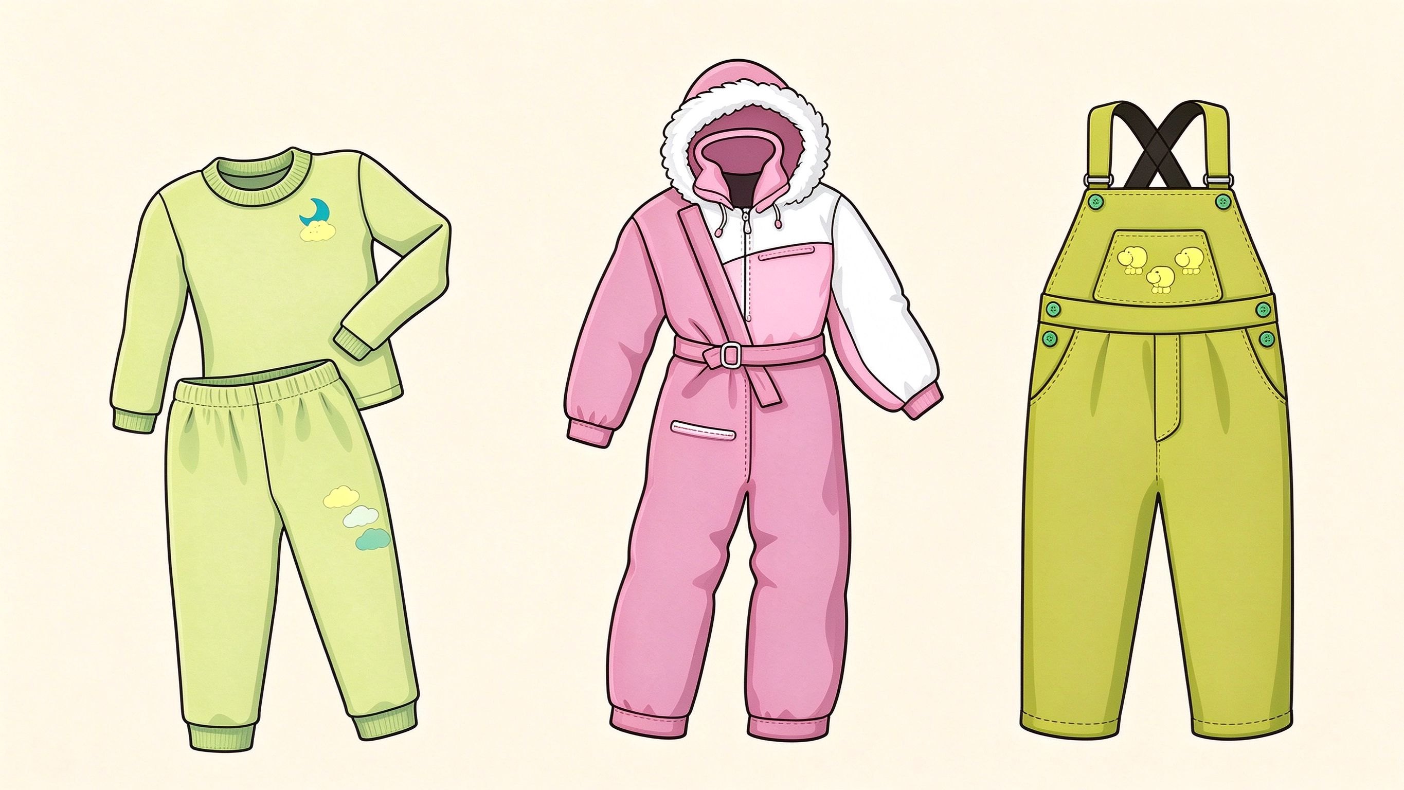 Children's clothing annotated picture vocabulary with labeled objects