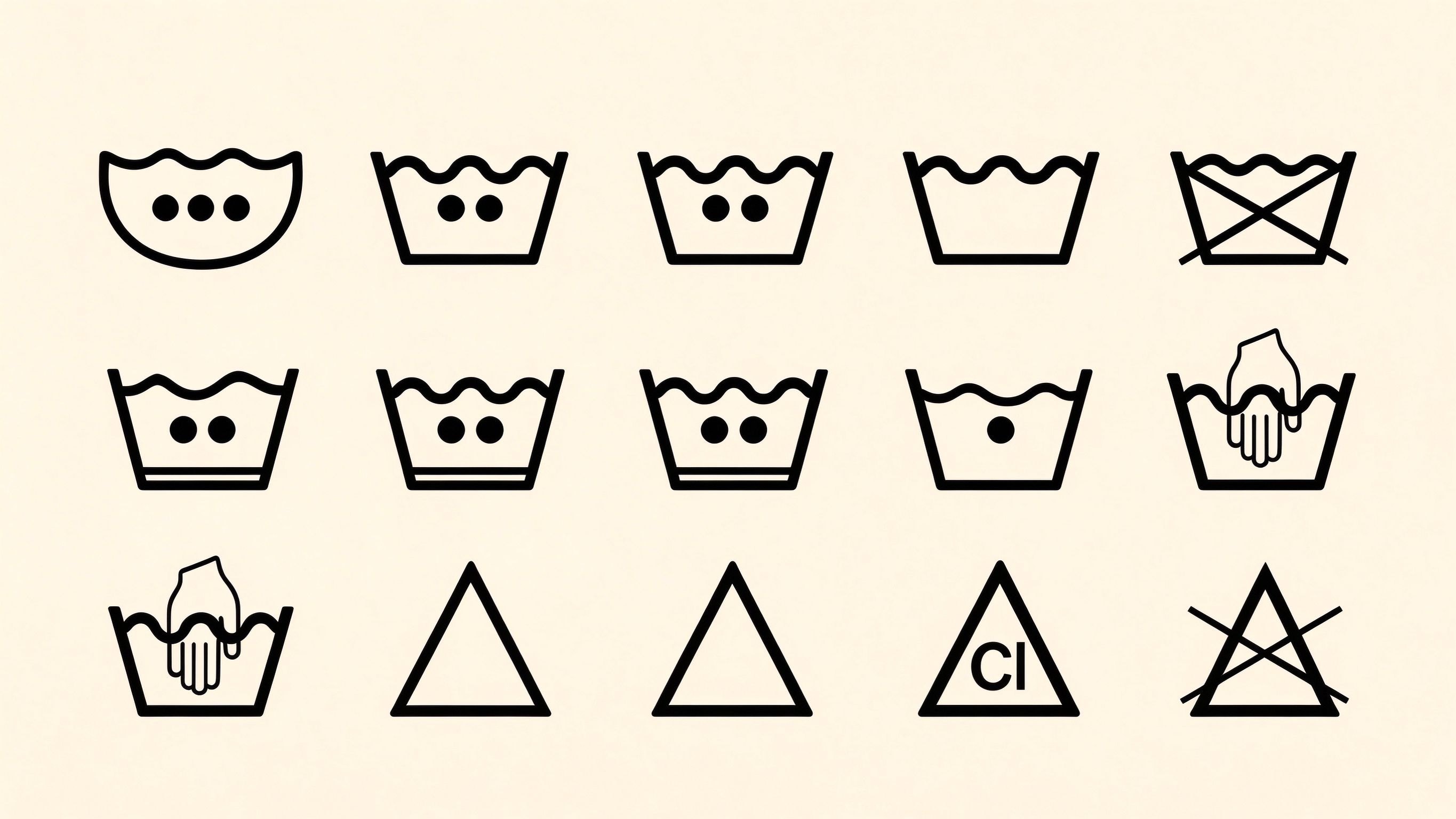 Laundry care symbols annotated picture vocabulary with labeled objects