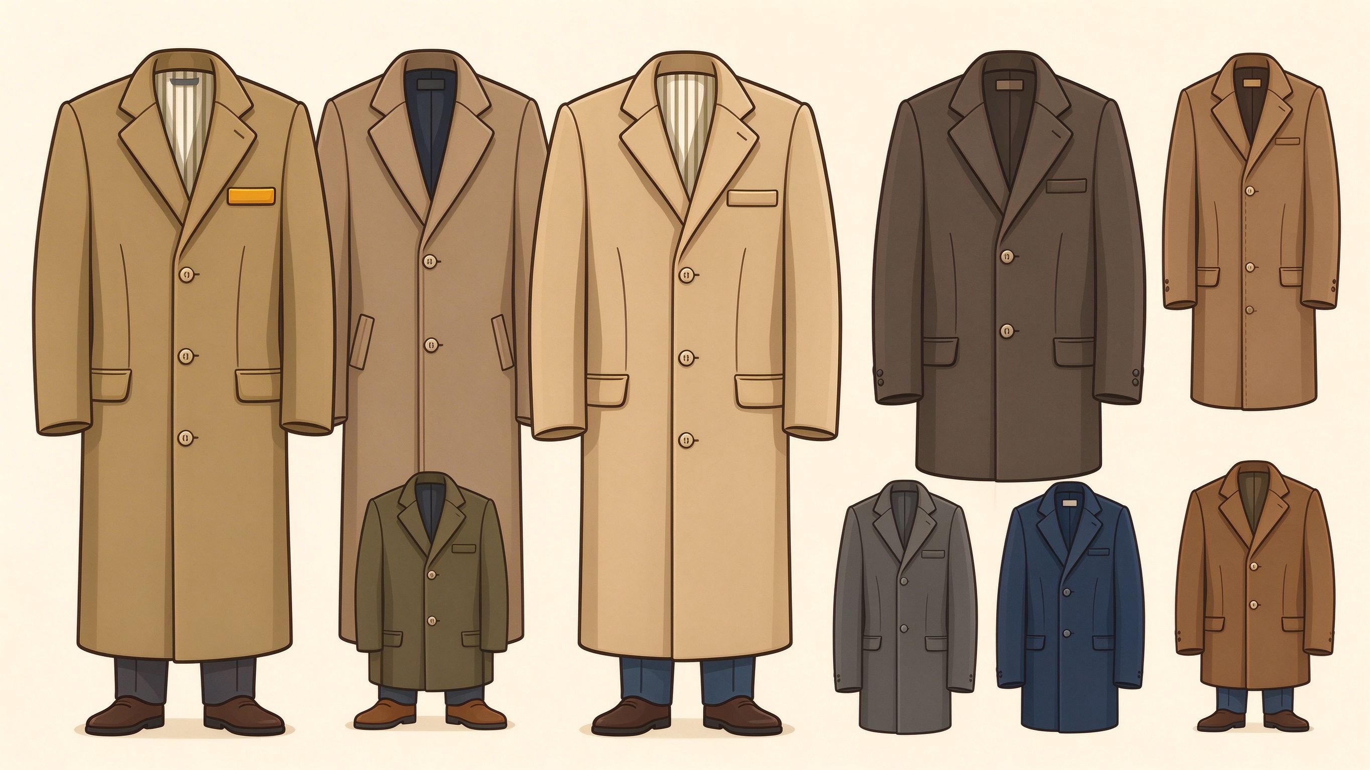 Men's overcoat annotated picture vocabulary with labeled objects