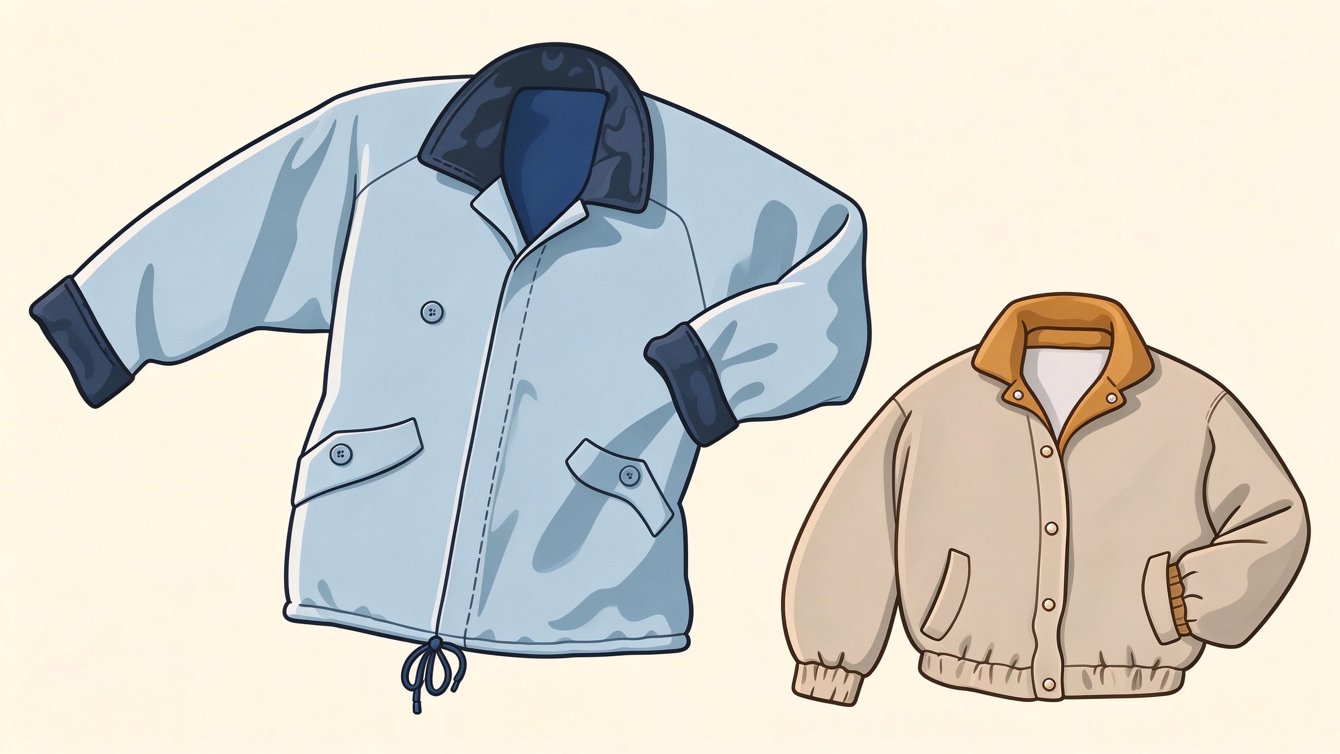 Men's jackets annotated picture vocabulary with labeled objects