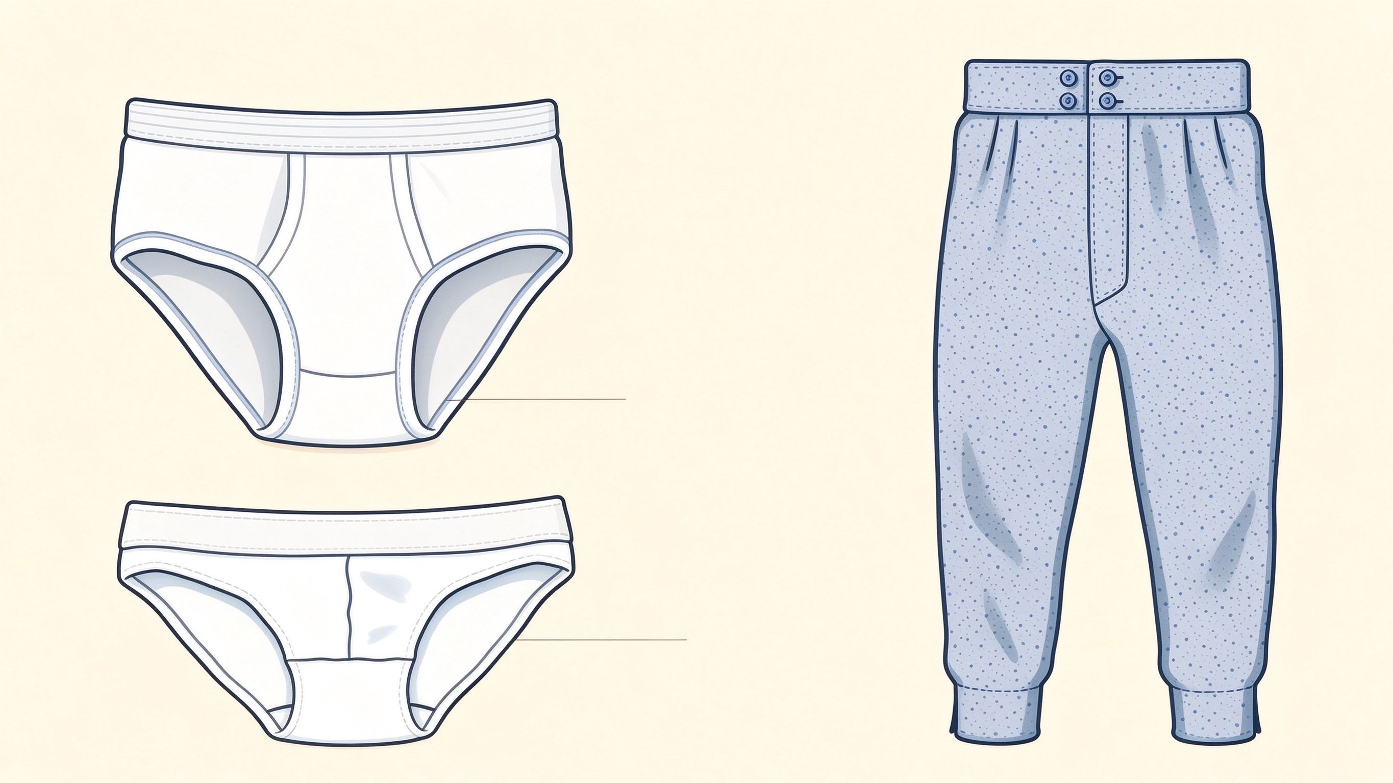 Men's briefs annotated picture vocabulary with labeled objects