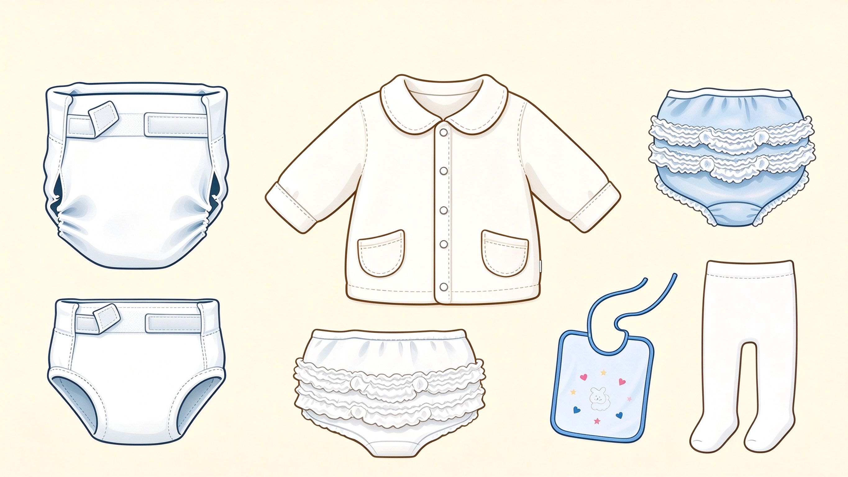 Newborn clothing annotated picture vocabulary with labeled objects