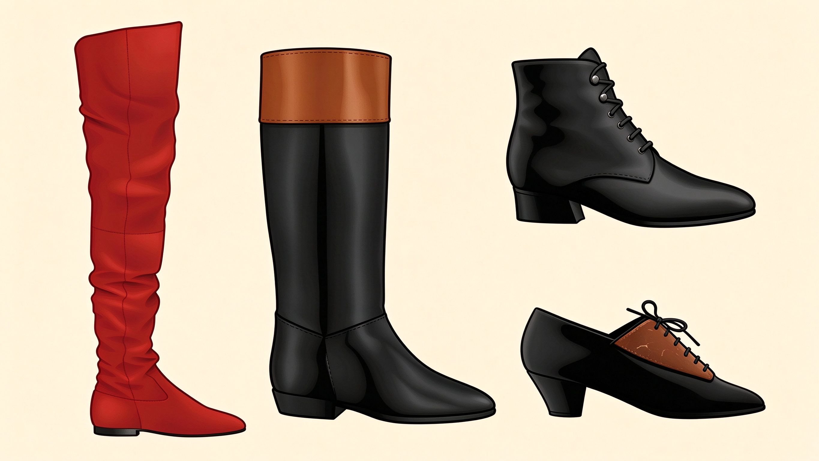 Women's shoes annotated picture vocabulary with labeled objects