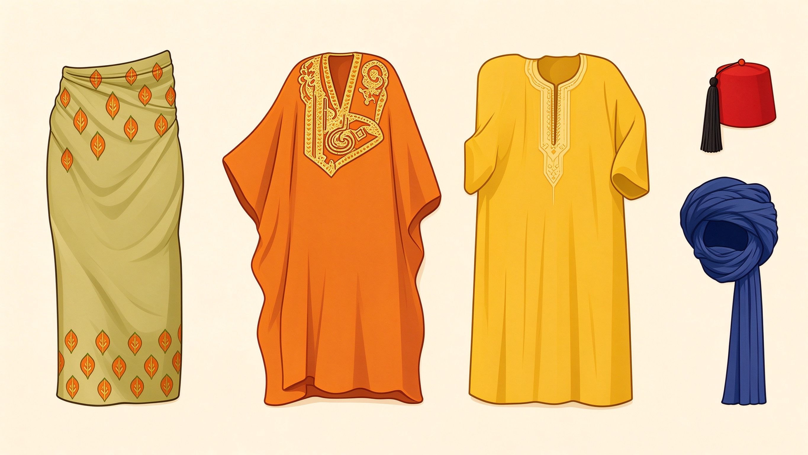 Traditional clothing annotated picture vocabulary with labeled objects