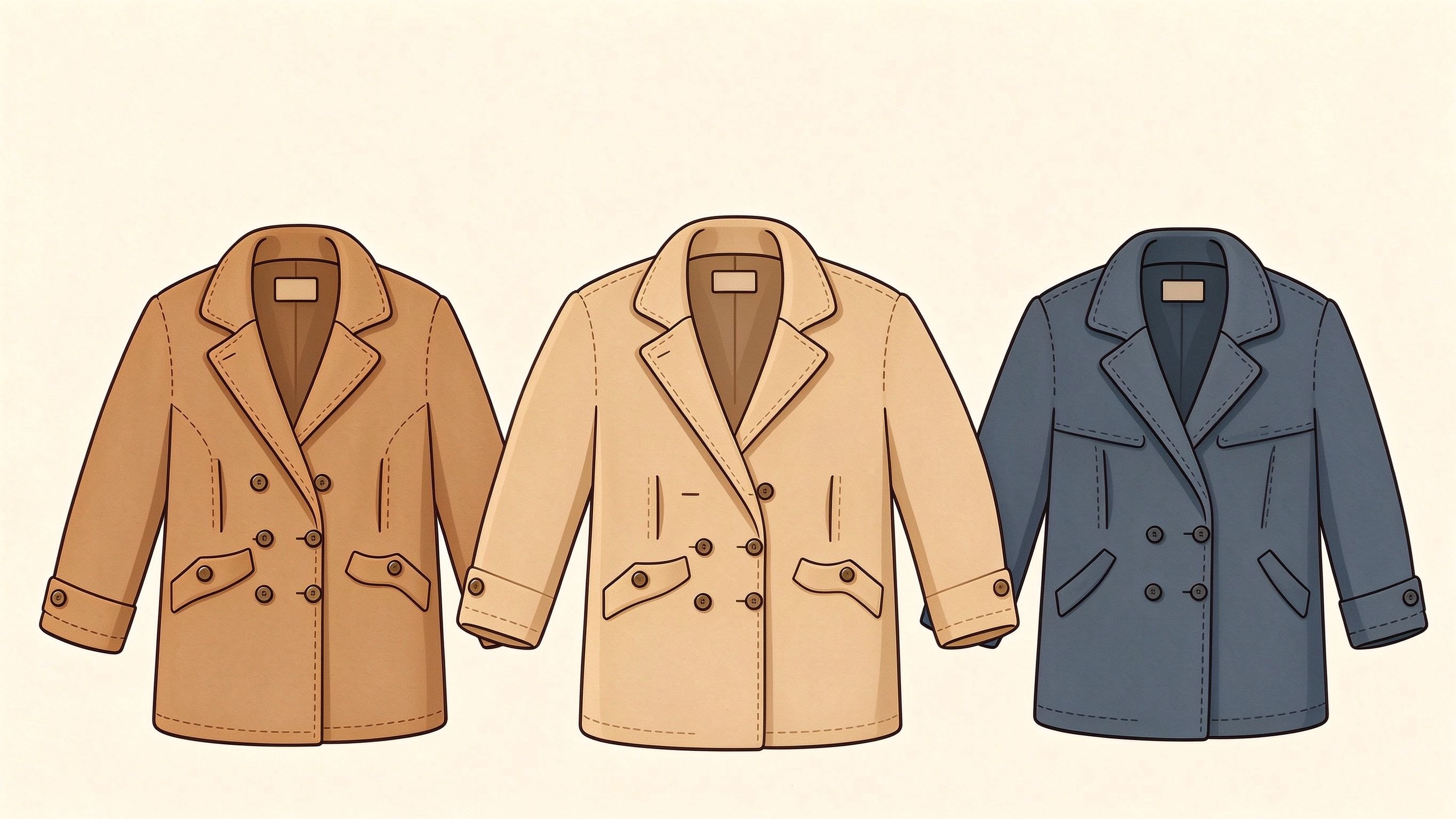 Women's coats annotated picture vocabulary with labeled objects