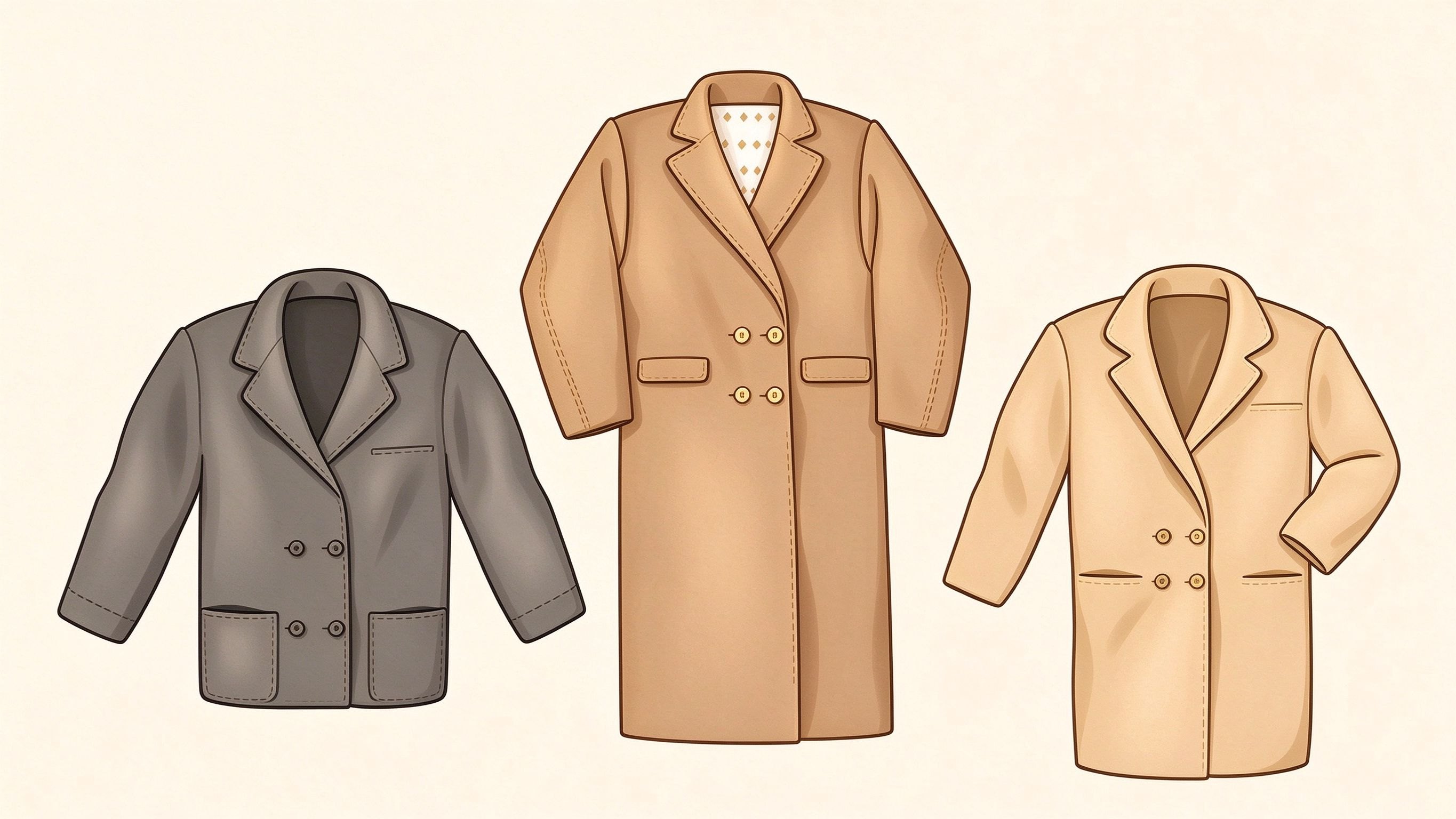 Women's outerwear annotated picture vocabulary with labeled objects