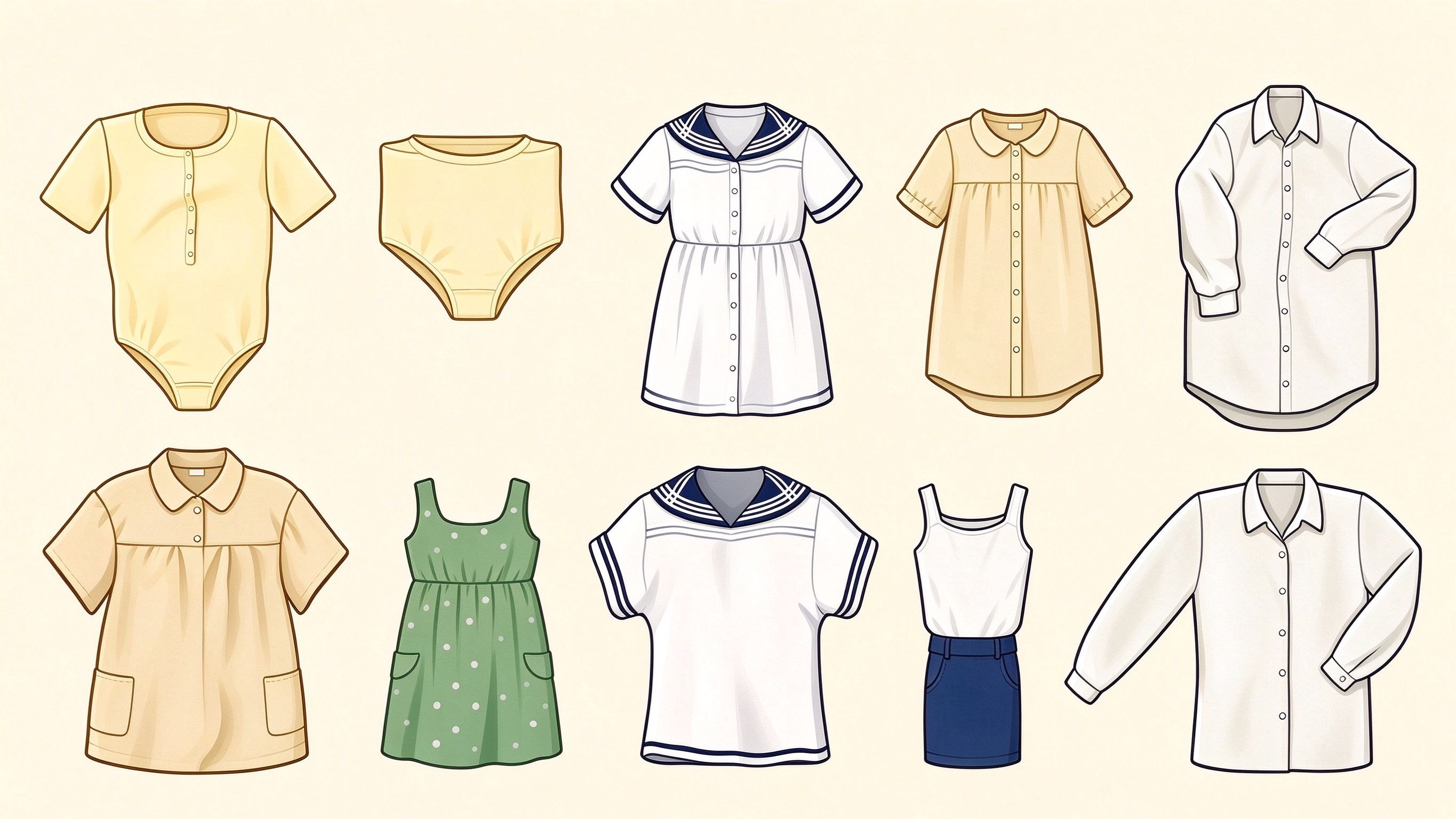Women's blouse examples annotated picture vocabulary with labeled objects