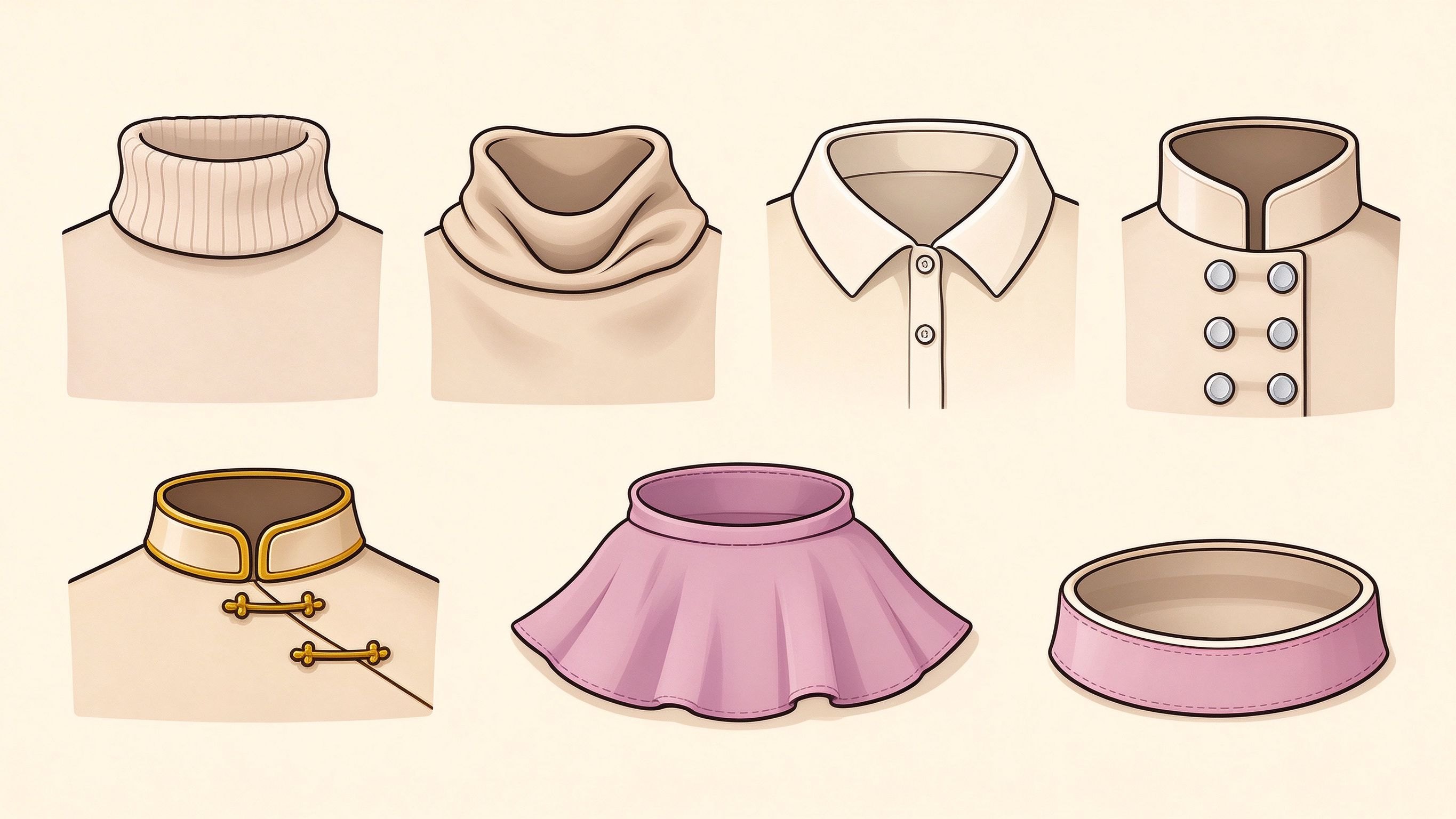 Collar styles annotated picture vocabulary with labeled objects