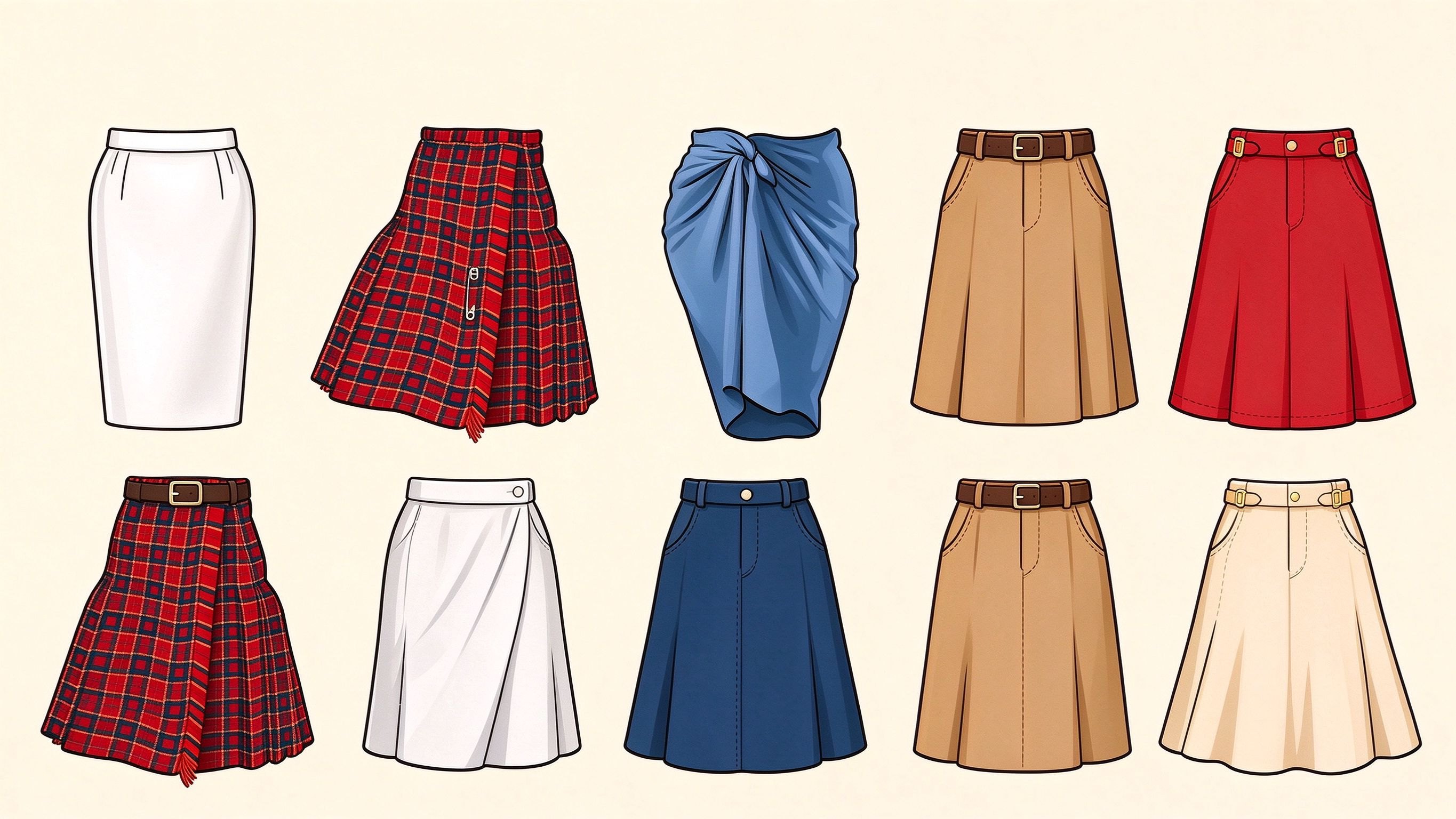 Skirt styles examples annotated picture vocabulary with labeled objects