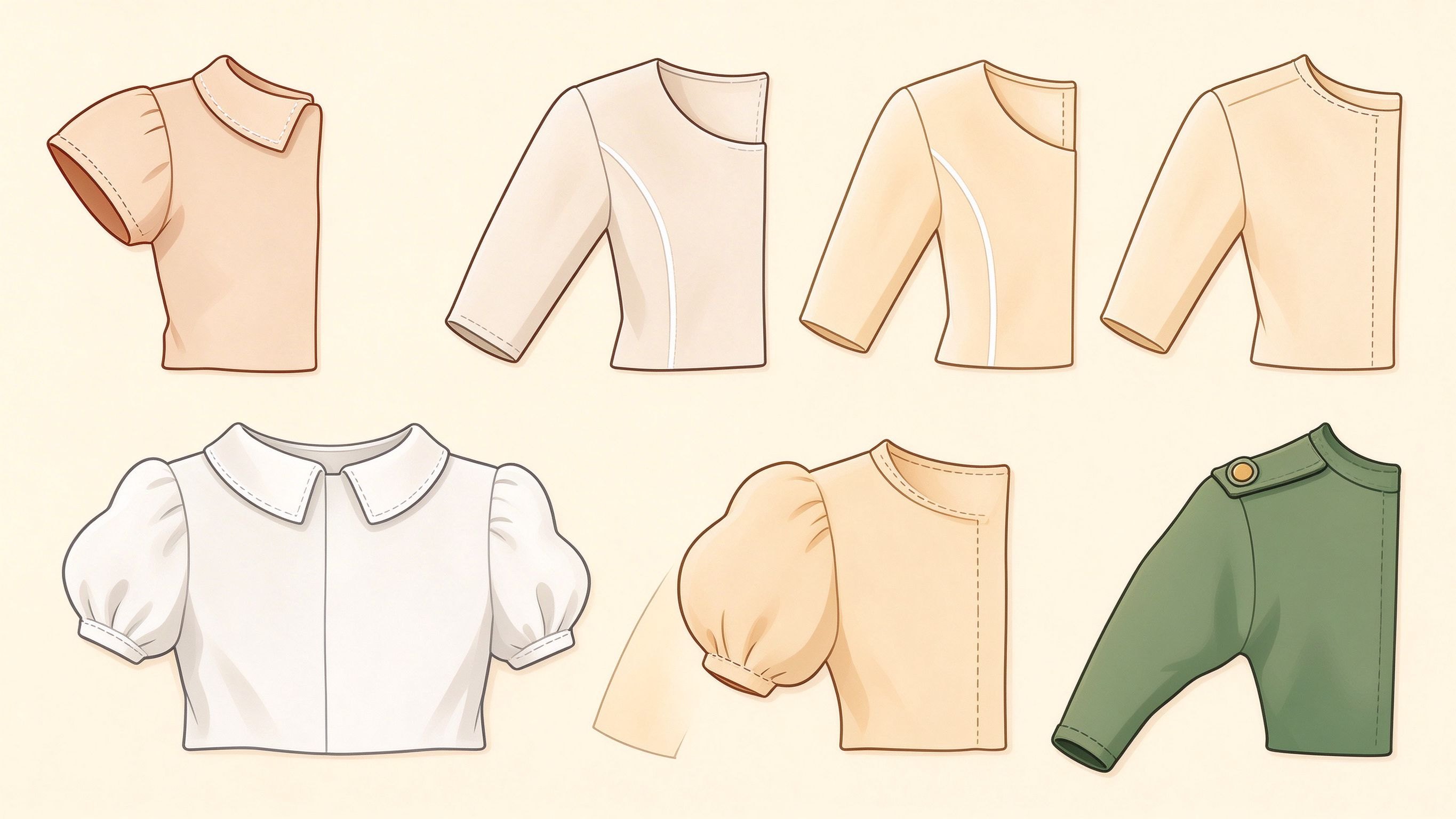 Sleeve styles examples annotated picture vocabulary with labeled objects
