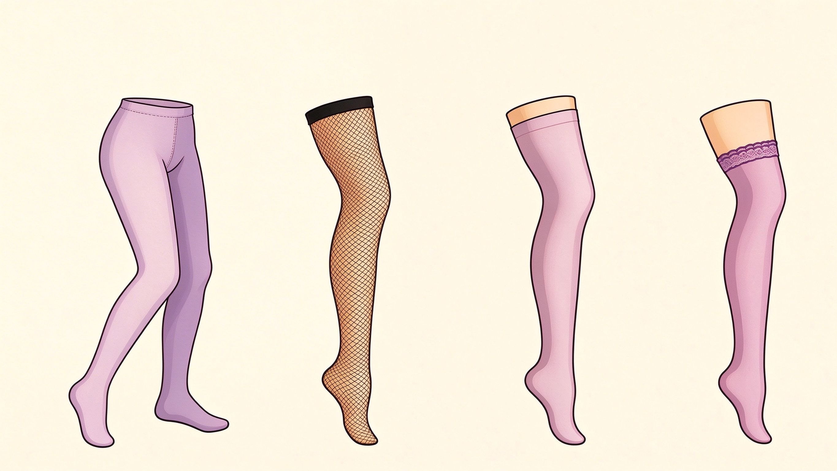 Women's hosiery annotated picture vocabulary with labeled objects
