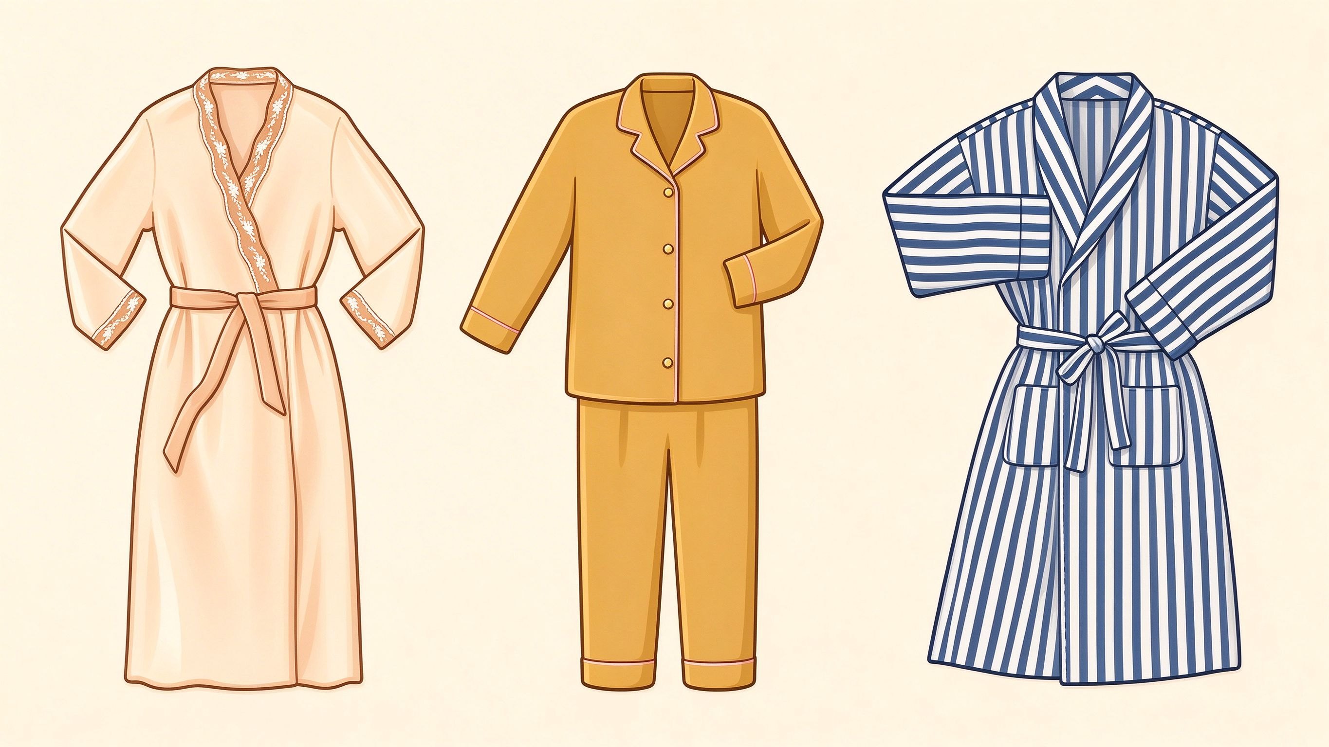 Women's sleepwear annotated picture vocabulary with labeled objects