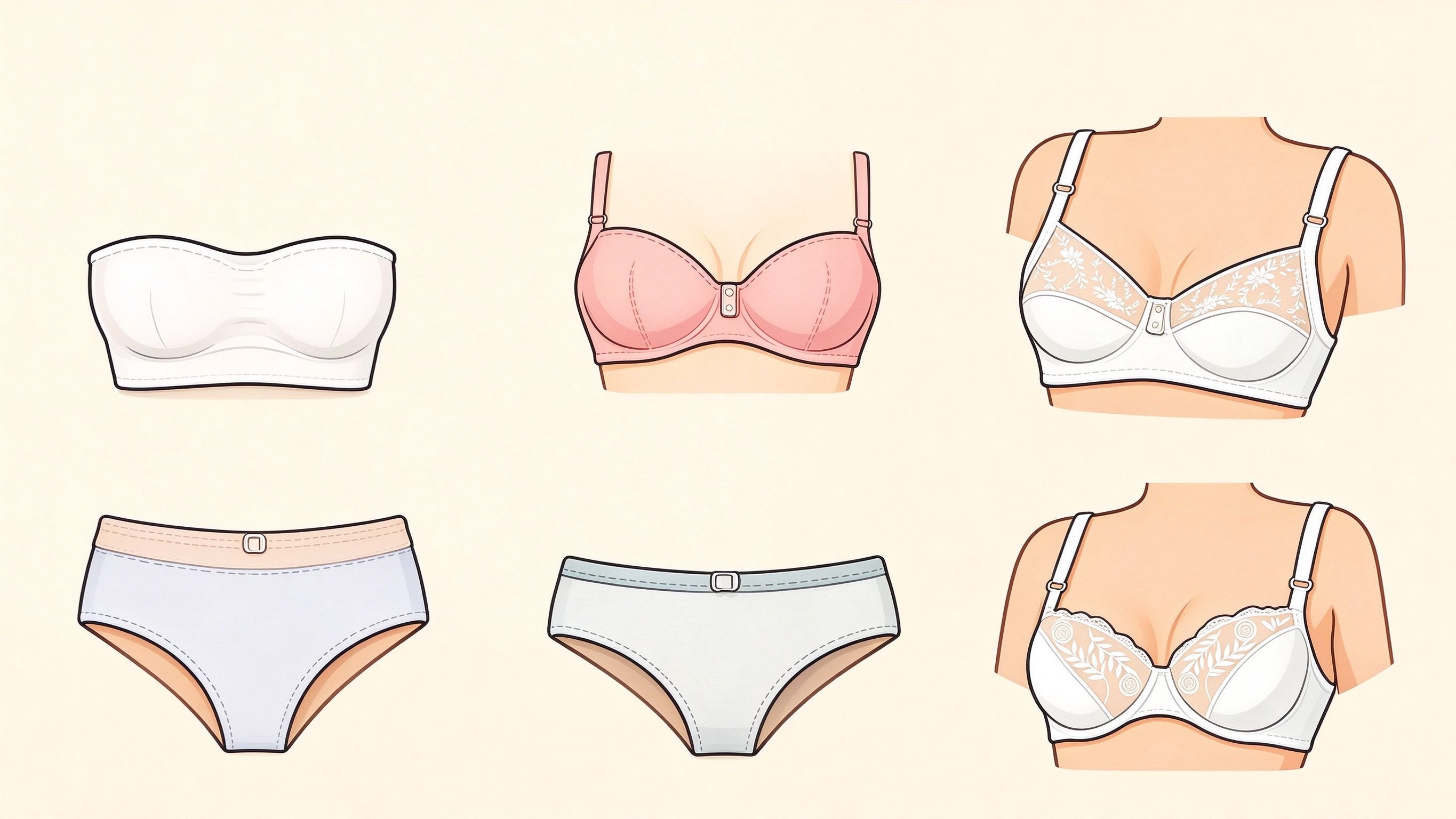 Women's underwear annotated picture vocabulary with labeled objects