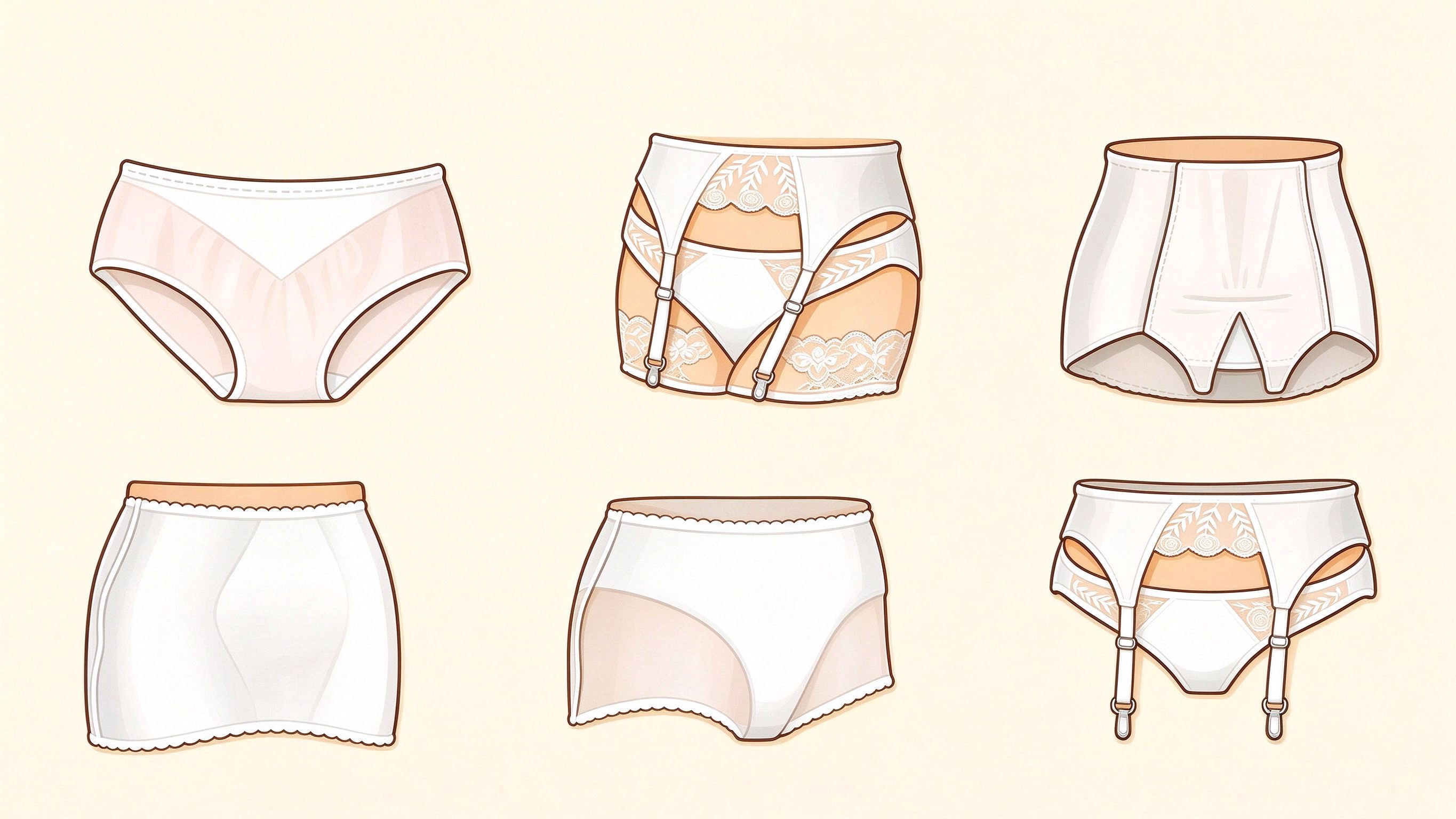 Women's underwear annotated picture vocabulary with labeled objects