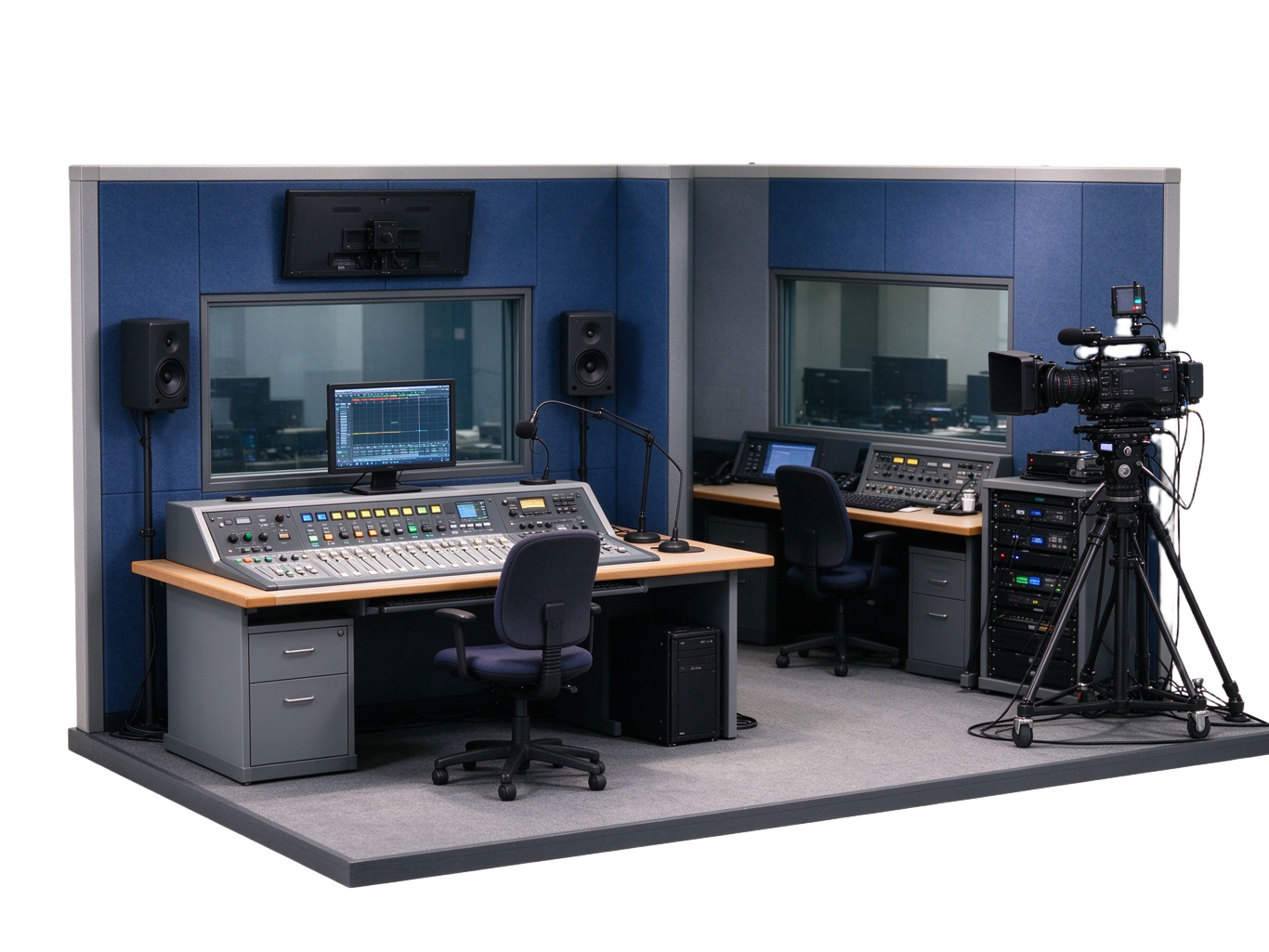 Studio and control room annotated picture vocabulary with labeled objects