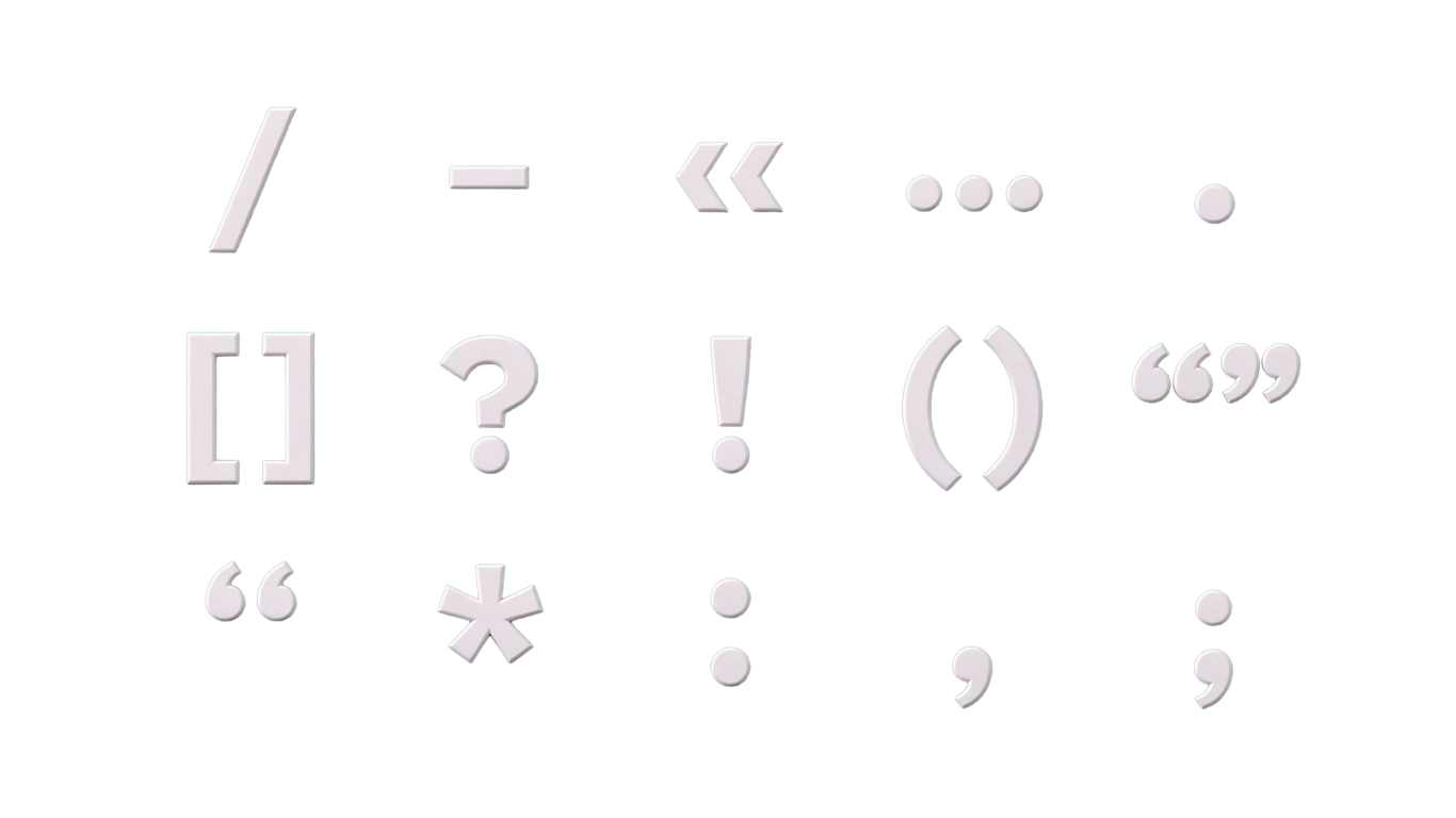 Punctuation marks annotated picture vocabulary with labeled objects