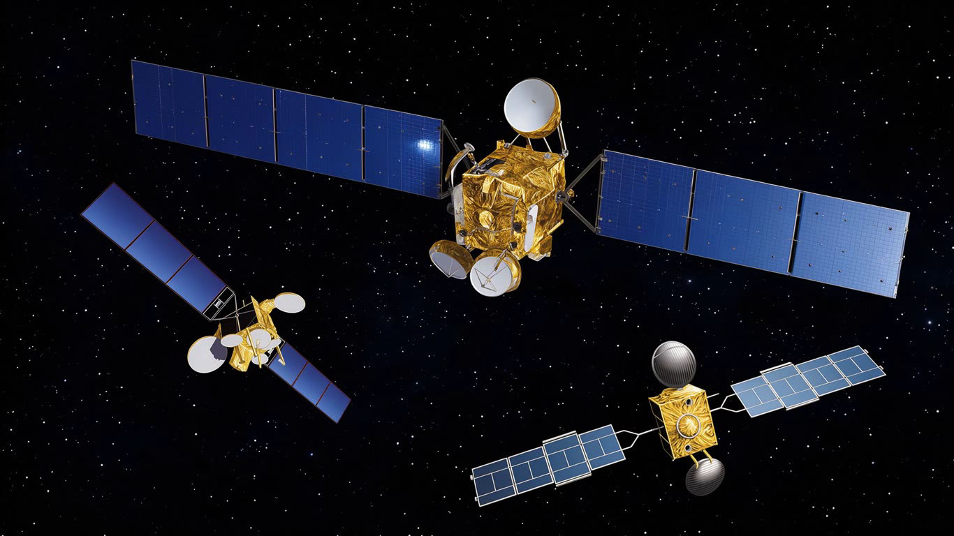 Communications satellite annotated picture vocabulary with labeled objects