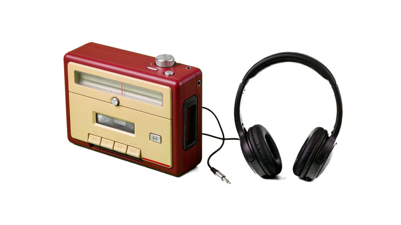Portable radio cassette recorder annotated picture vocabulary with labeled objects