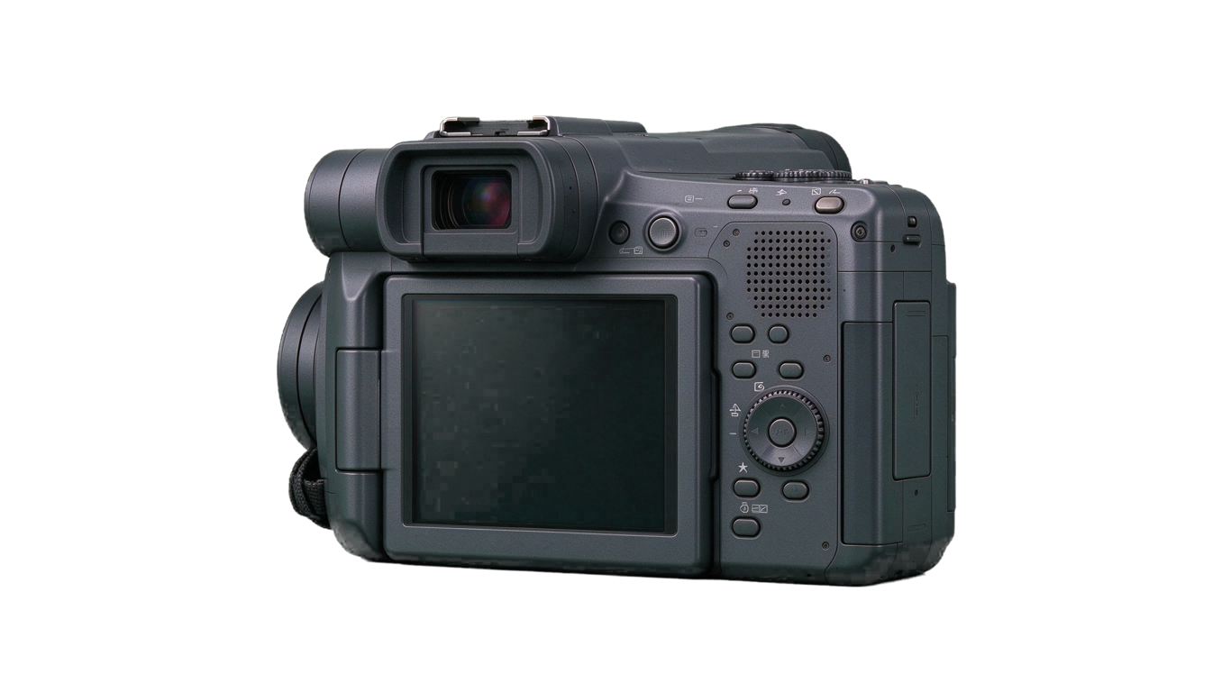 Analog camcorder rear view annotated picture vocabulary with labeled objects