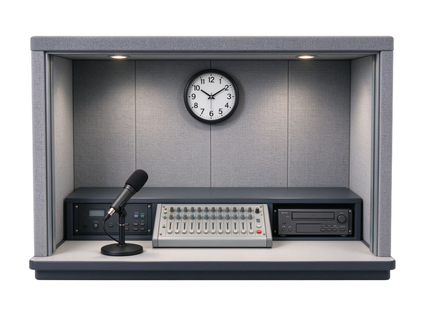 Radio station and control room annotated picture vocabulary with labeled objects