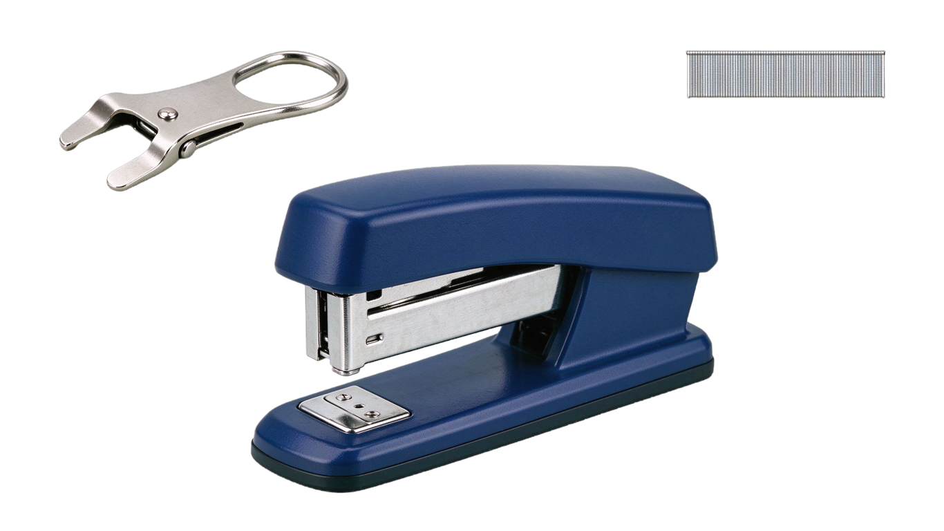 Miscellaneous office stationery annotated picture vocabulary with labeled objects