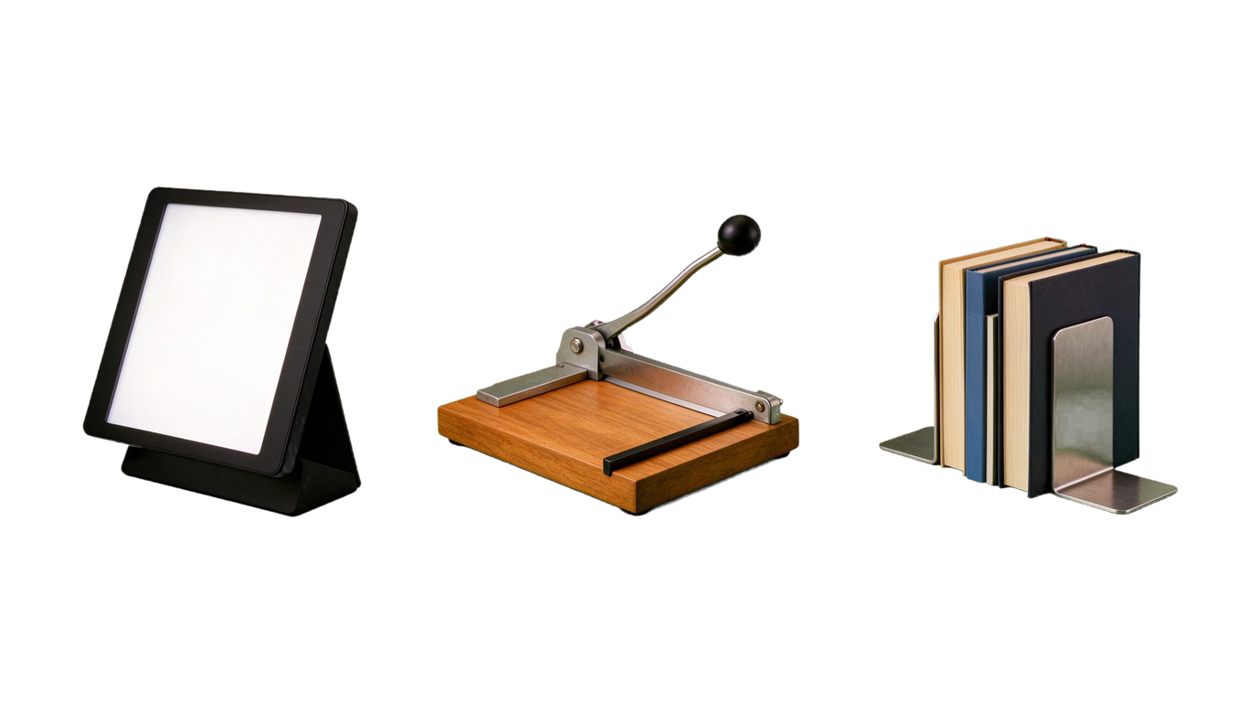 Miscellaneous office stationery annotated picture vocabulary with labeled objects