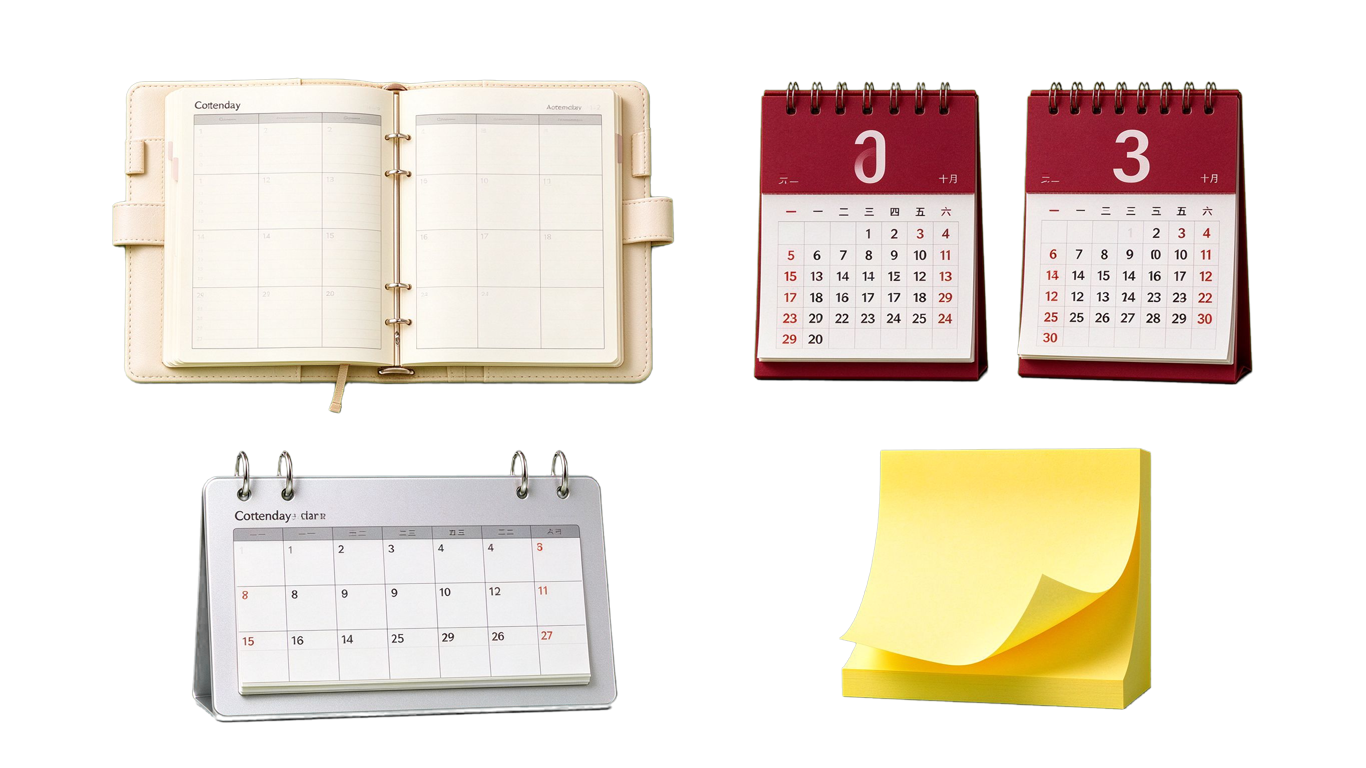 Time management stationery annotated picture vocabulary with labeled objects