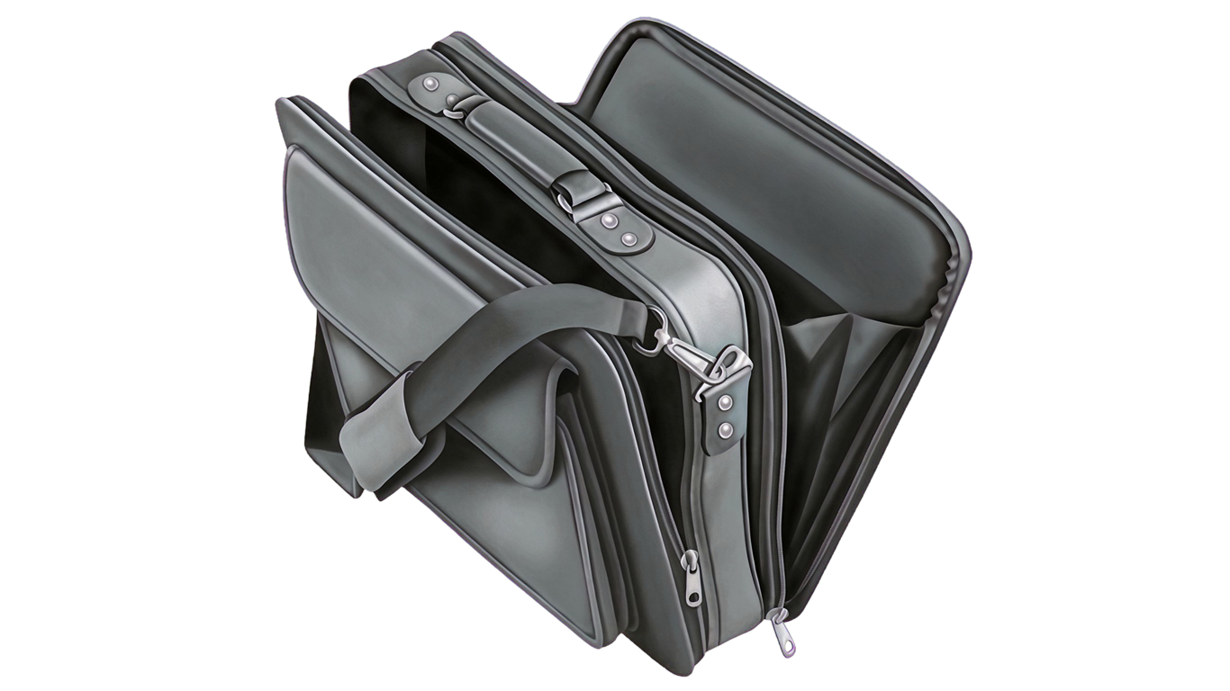 Laptop briefcase annotated picture vocabulary with labeled objects