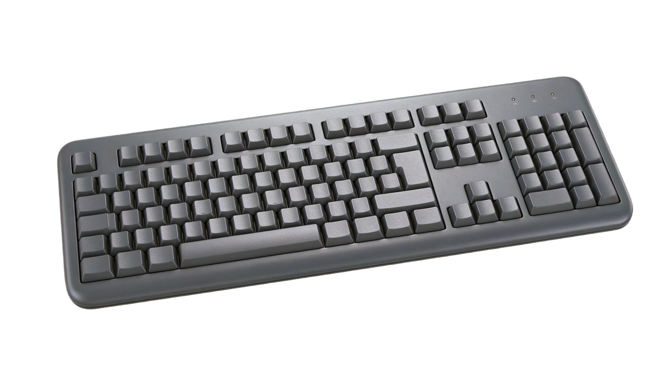 Keyboard and icons annotated picture vocabulary with labeled objects