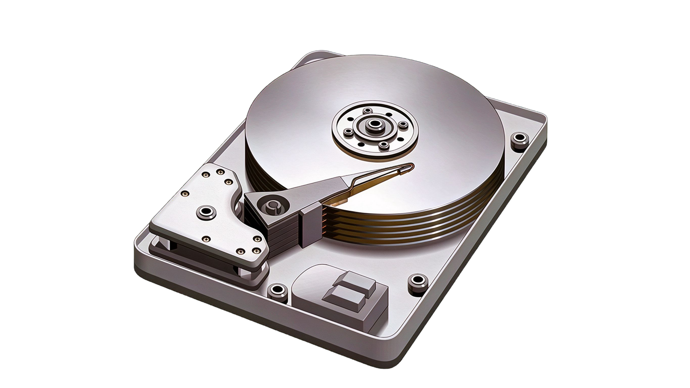 Hard drive interior annotated picture vocabulary with labeled objects