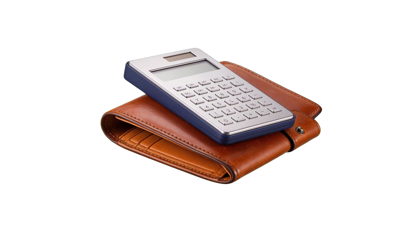 Pocket calculator annotated picture vocabulary with labeled objects