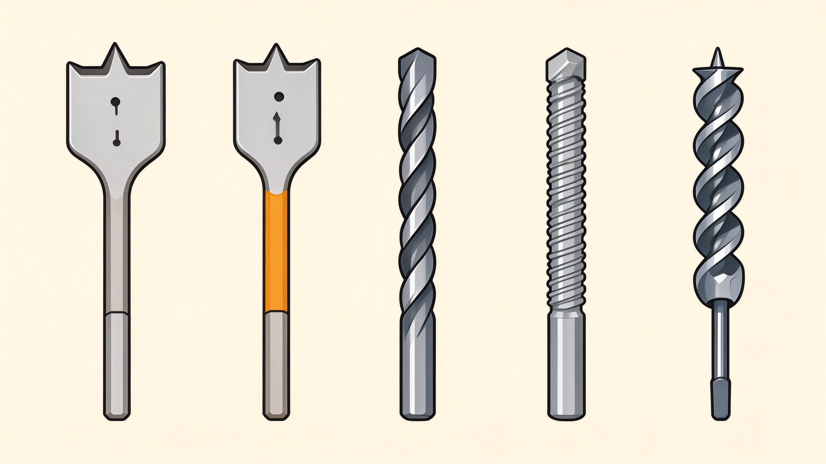 Drill bits and drilling tools annotated picture vocabulary with labeled objects