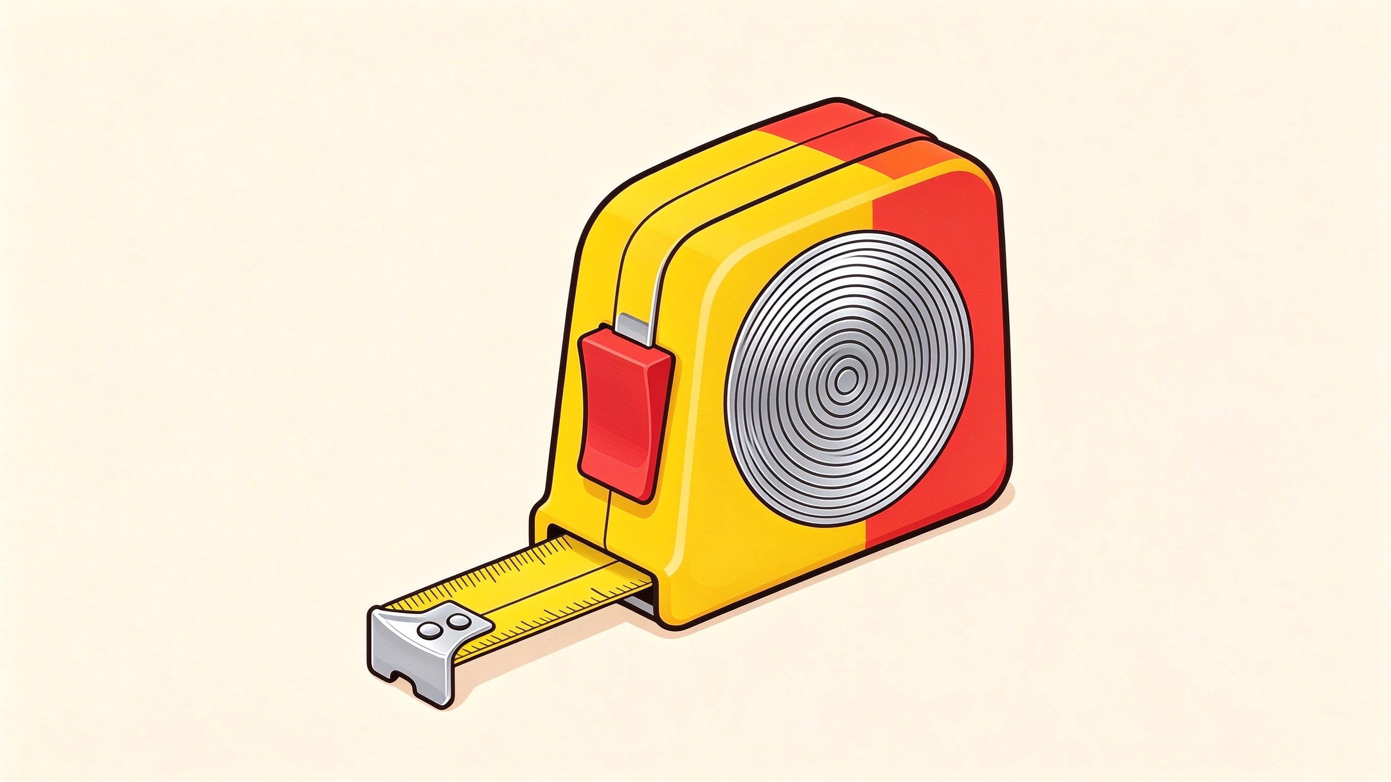 Tape measure annotated picture vocabulary with labeled objects