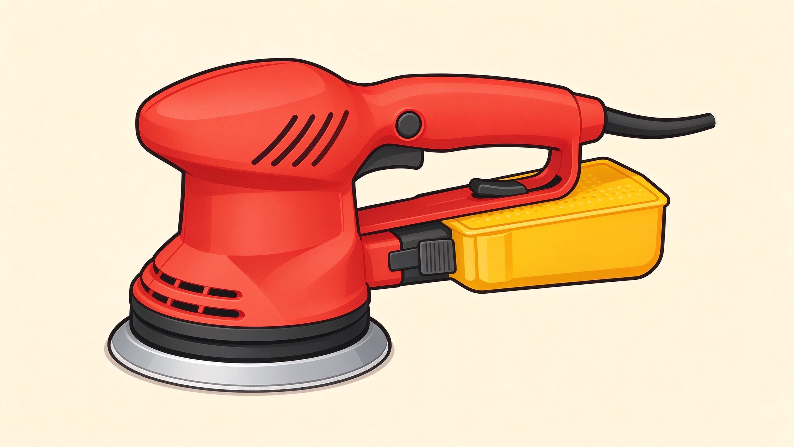 Random orbital sander annotated picture vocabulary with labeled objects