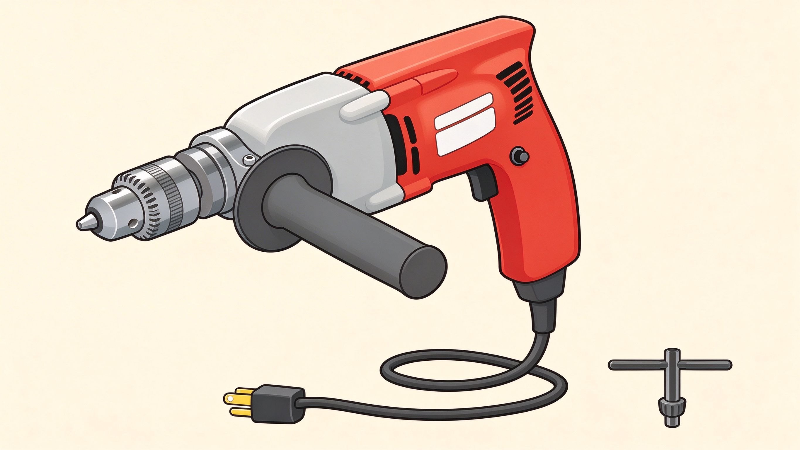 Power drill annotated picture vocabulary with labeled objects