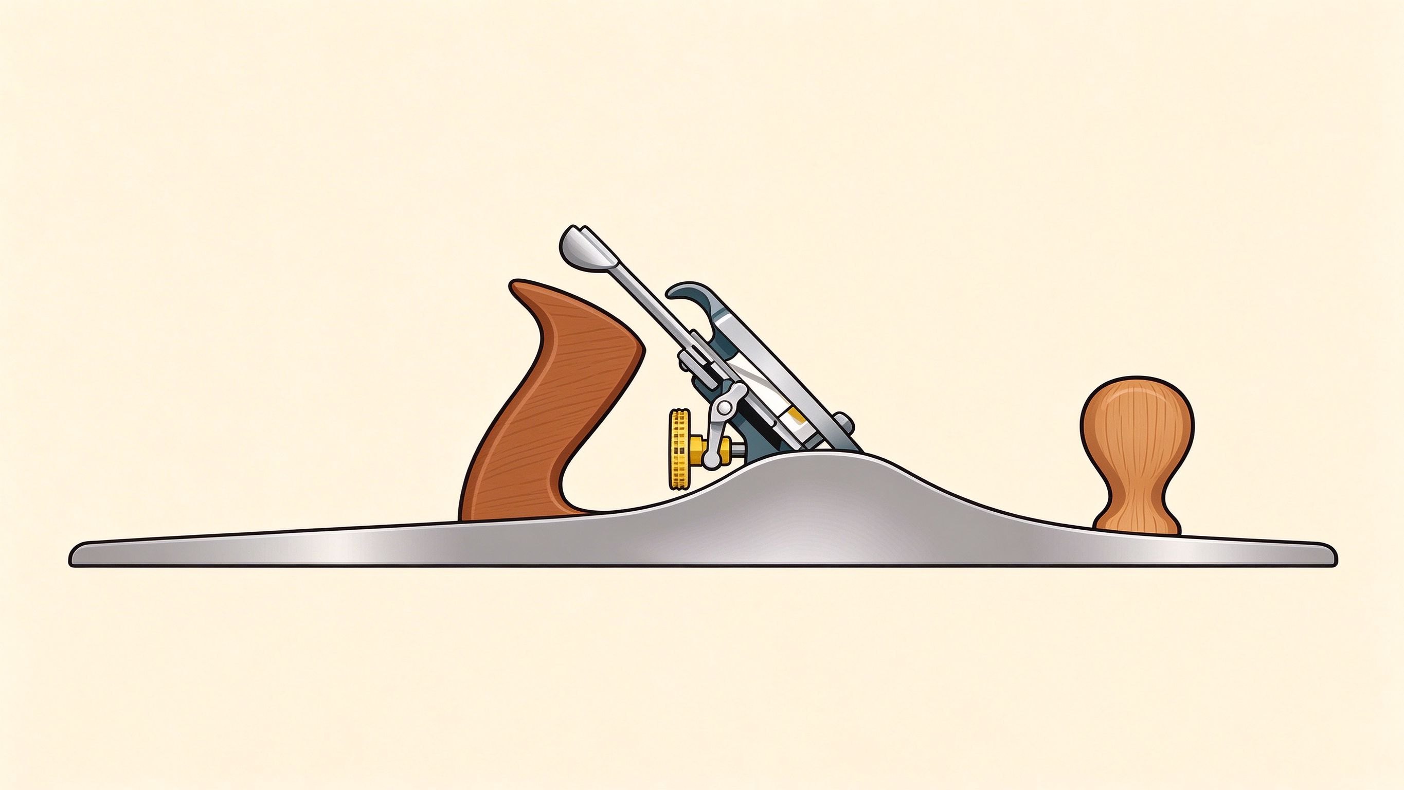 Woodworking hand plane annotated picture vocabulary with labeled objects