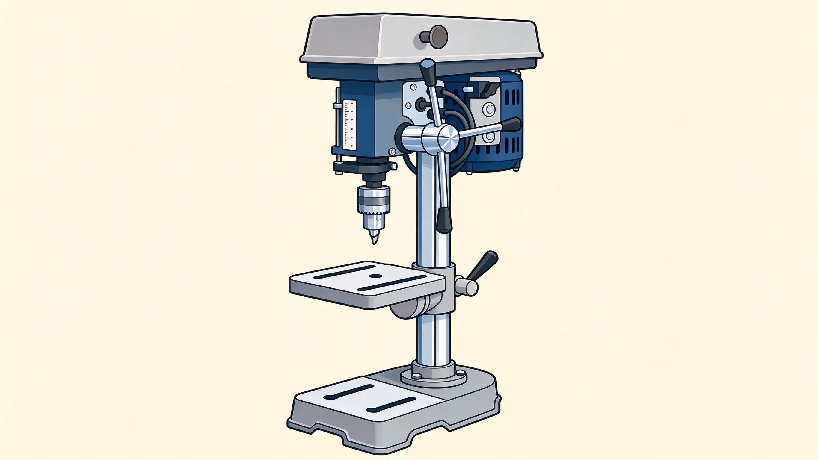 Drill press annotated picture vocabulary with labeled objects