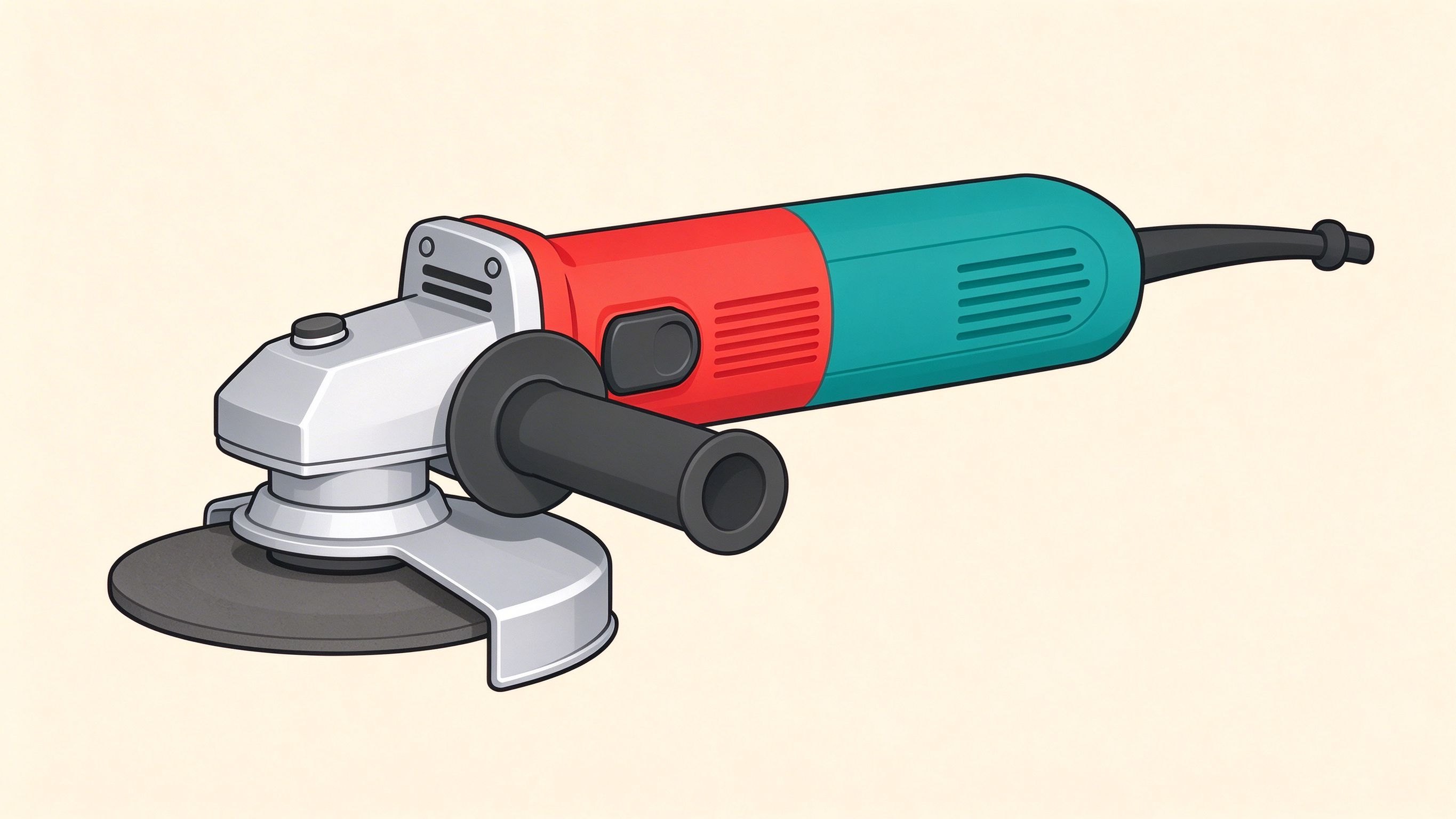 Angle grinder annotated picture vocabulary with labeled objects