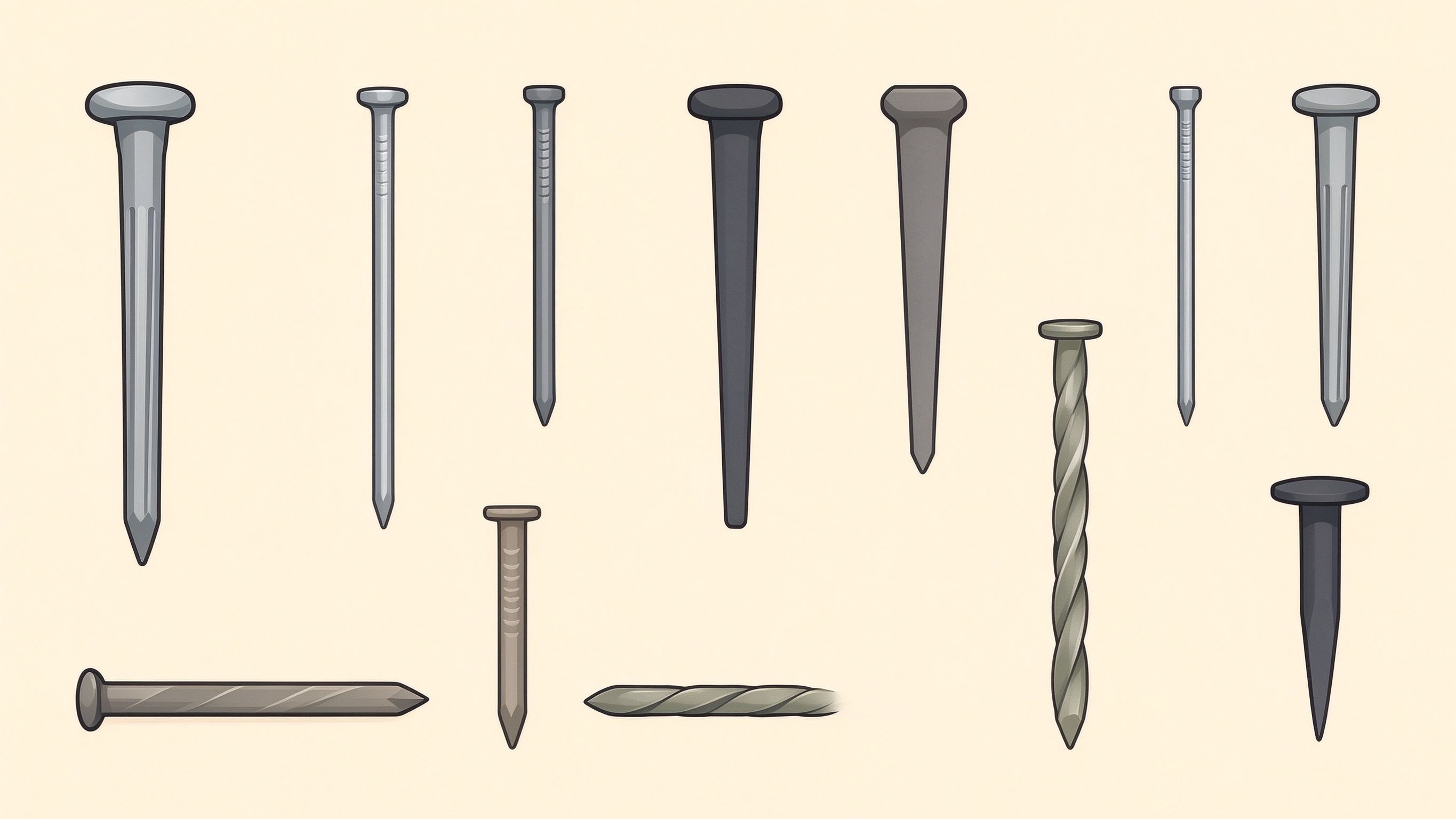 Nail types annotated picture vocabulary with labeled objects