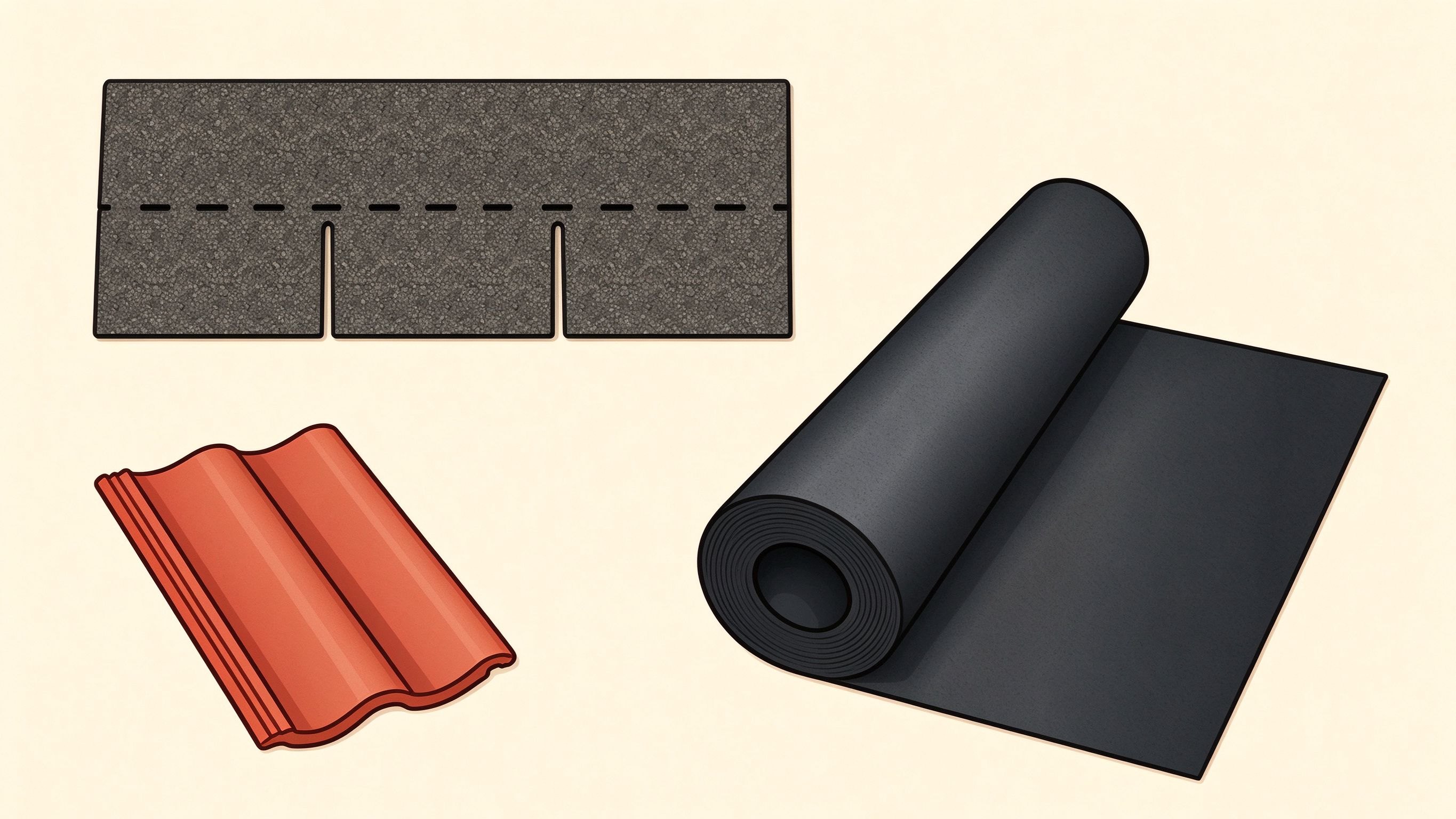 Roofing materials annotated picture vocabulary with labeled objects