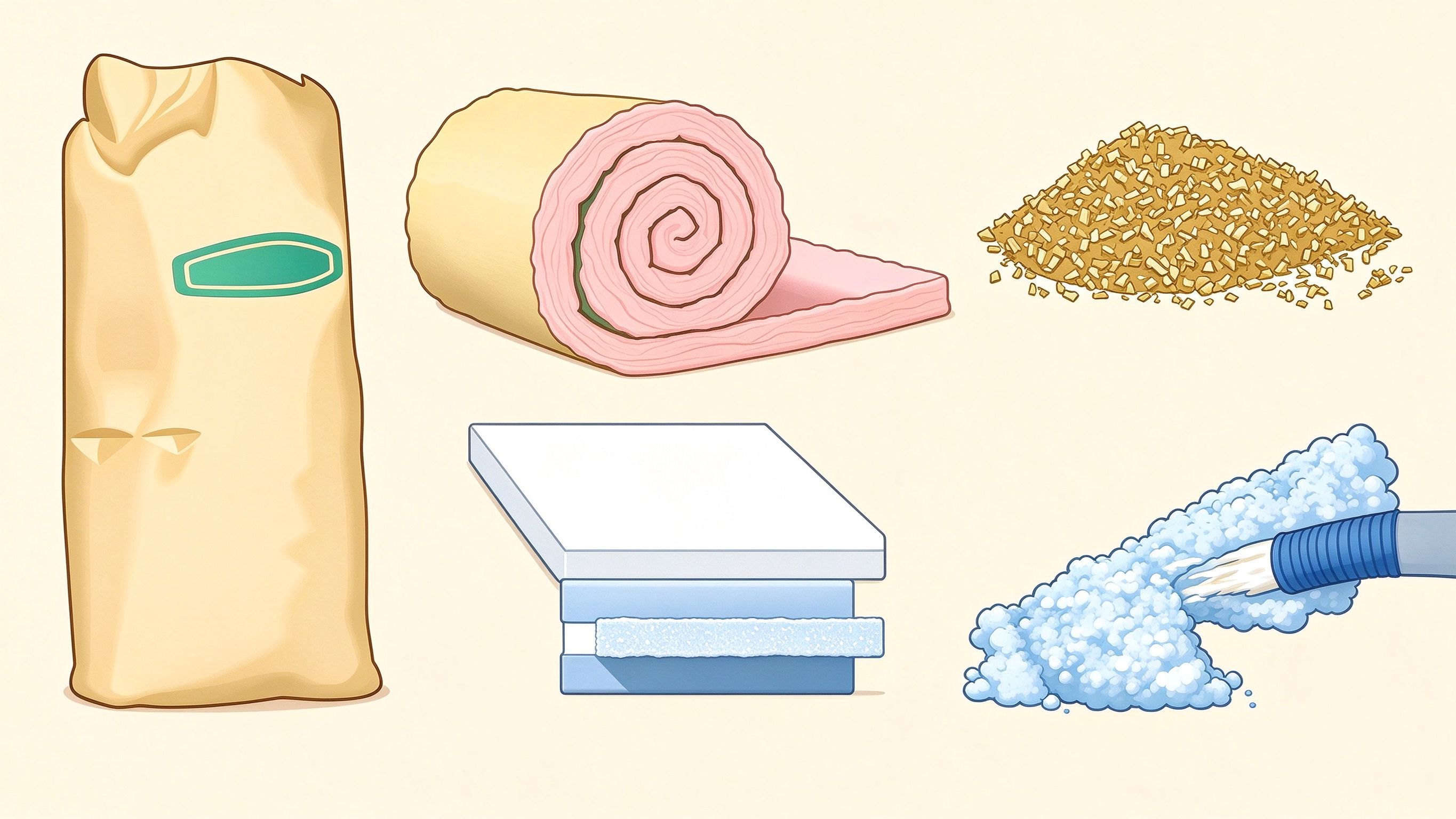 Insulation materials annotated picture vocabulary with labeled objects