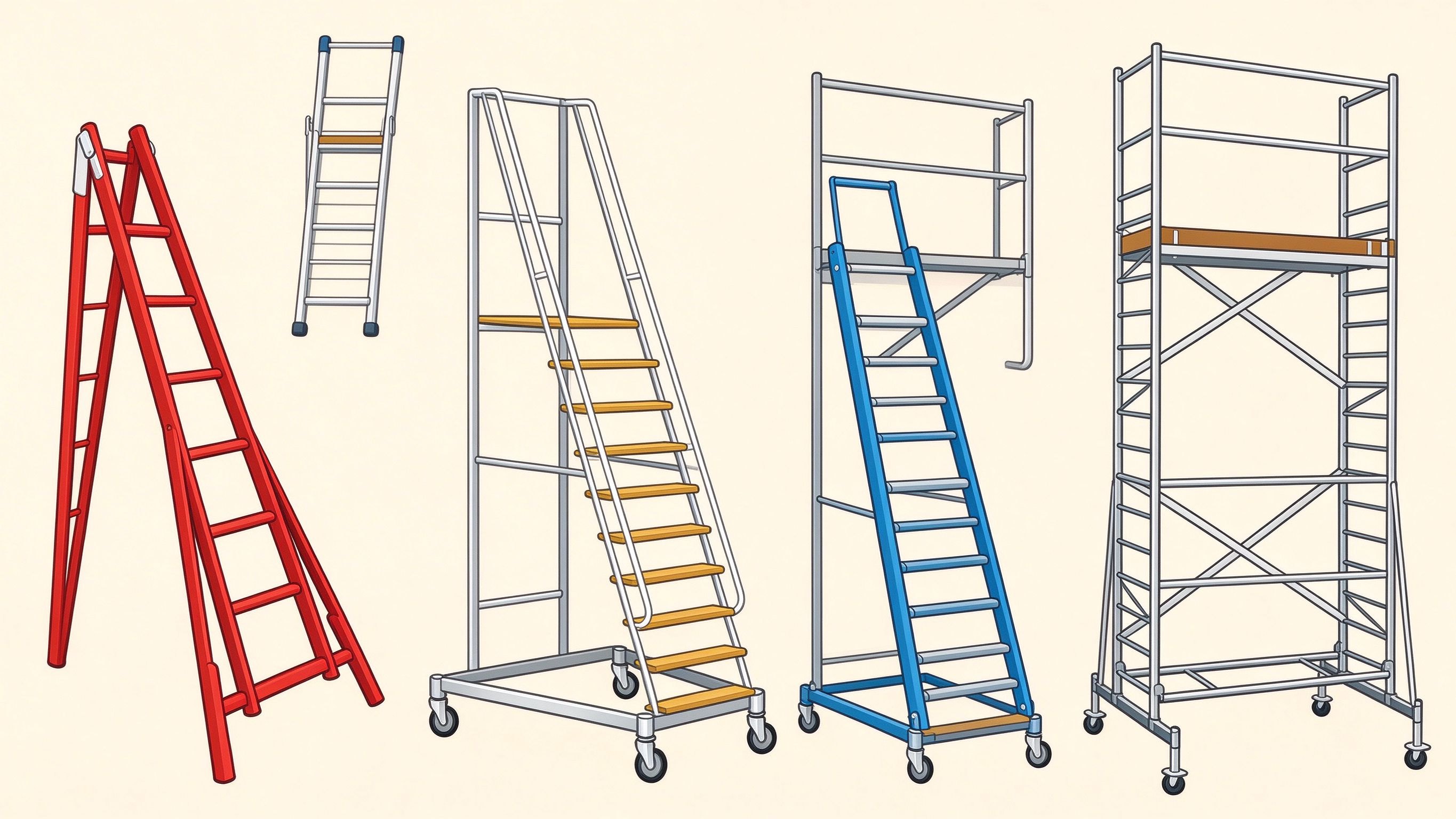 Ladders and stepladders annotated picture vocabulary with labeled objects