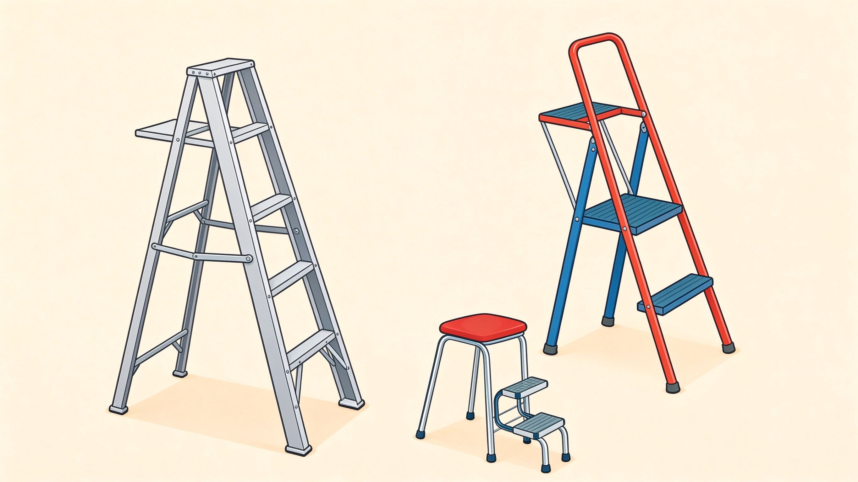Ladders and stepladders annotated picture vocabulary with labeled objects