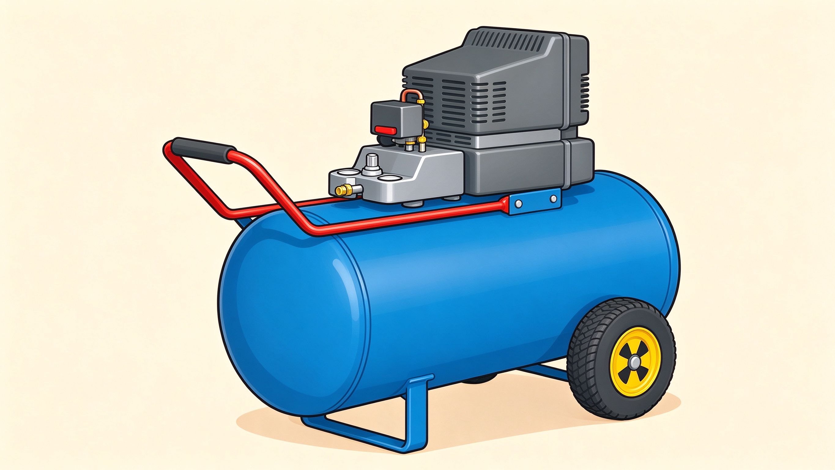 Air compressor annotated picture vocabulary with labeled objects