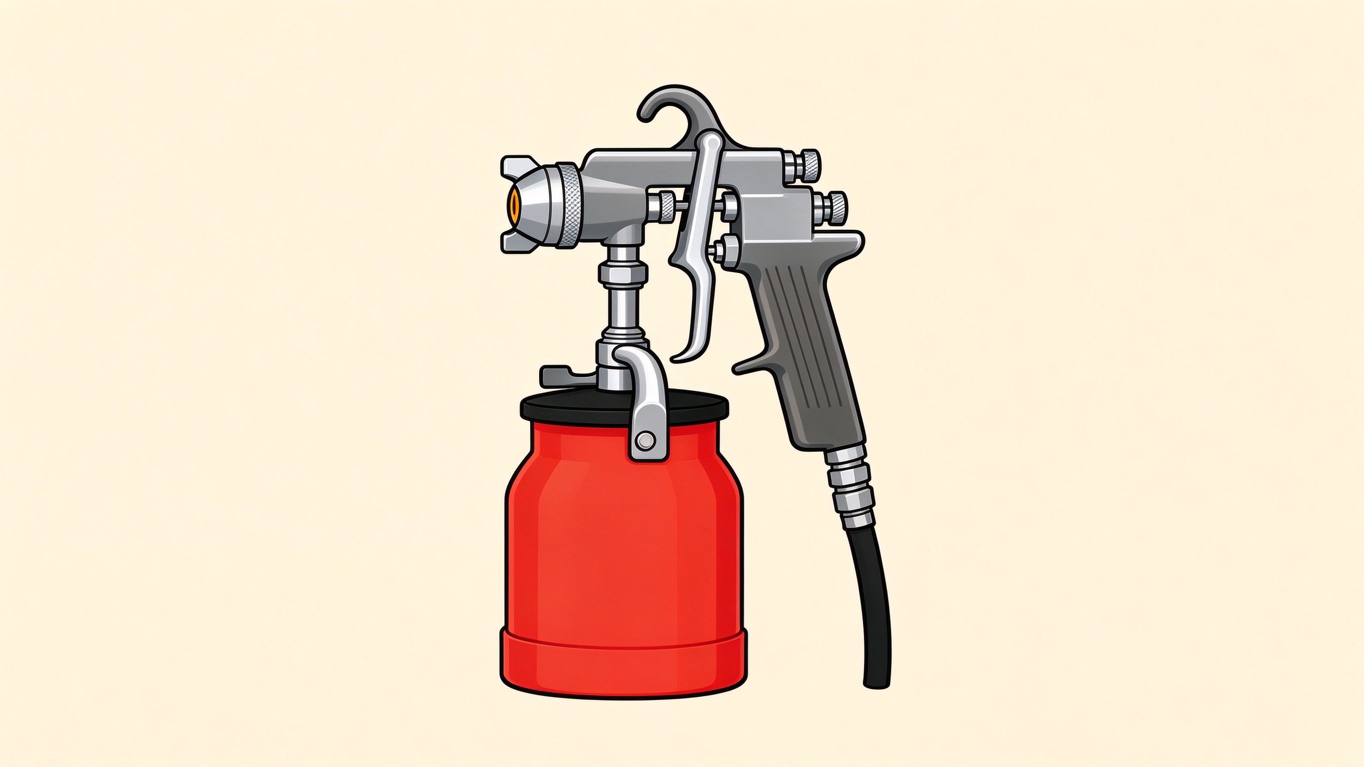 Spray paint gun annotated picture vocabulary with labeled objects