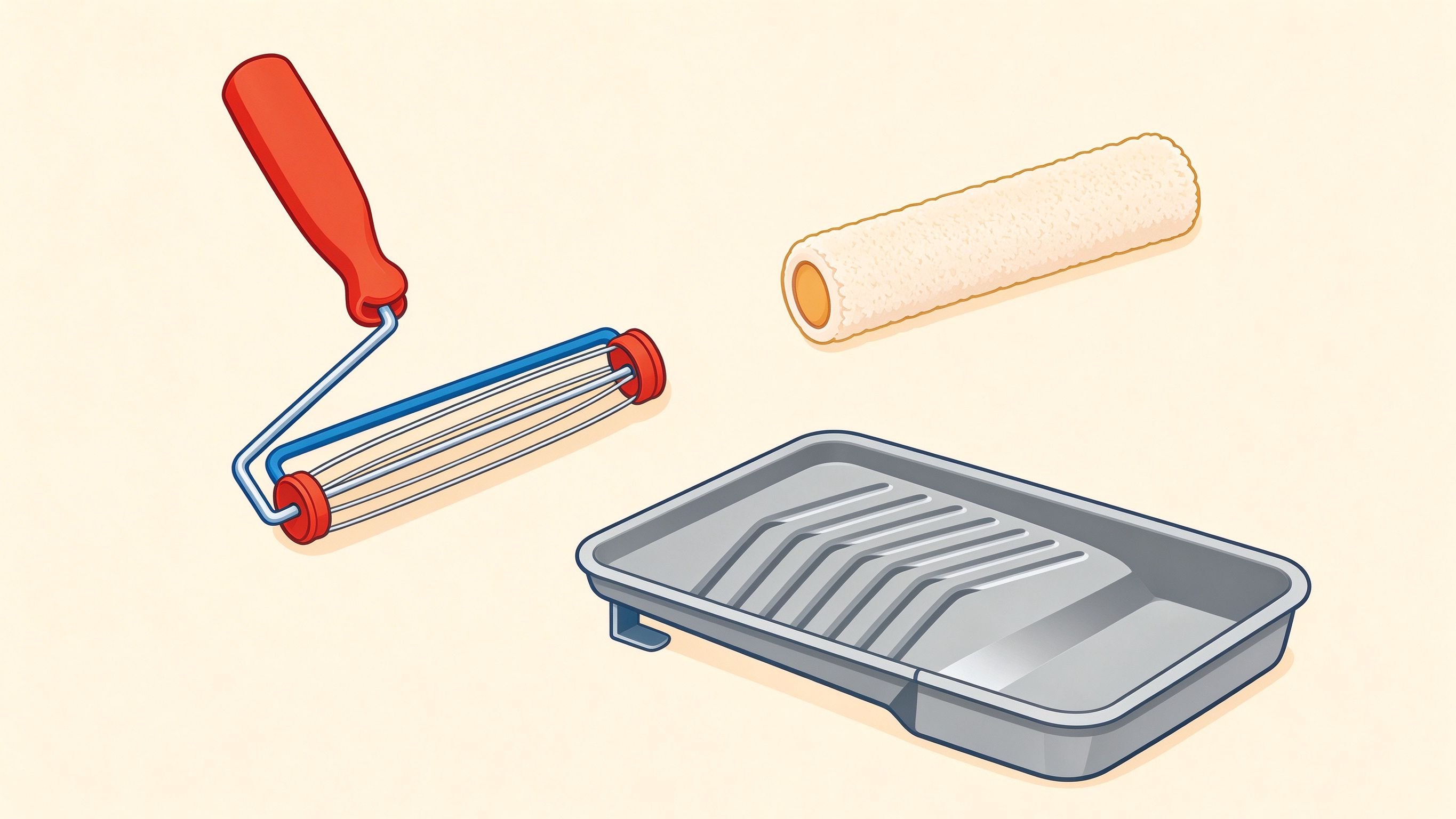 Paint roller annotated picture vocabulary with labeled objects