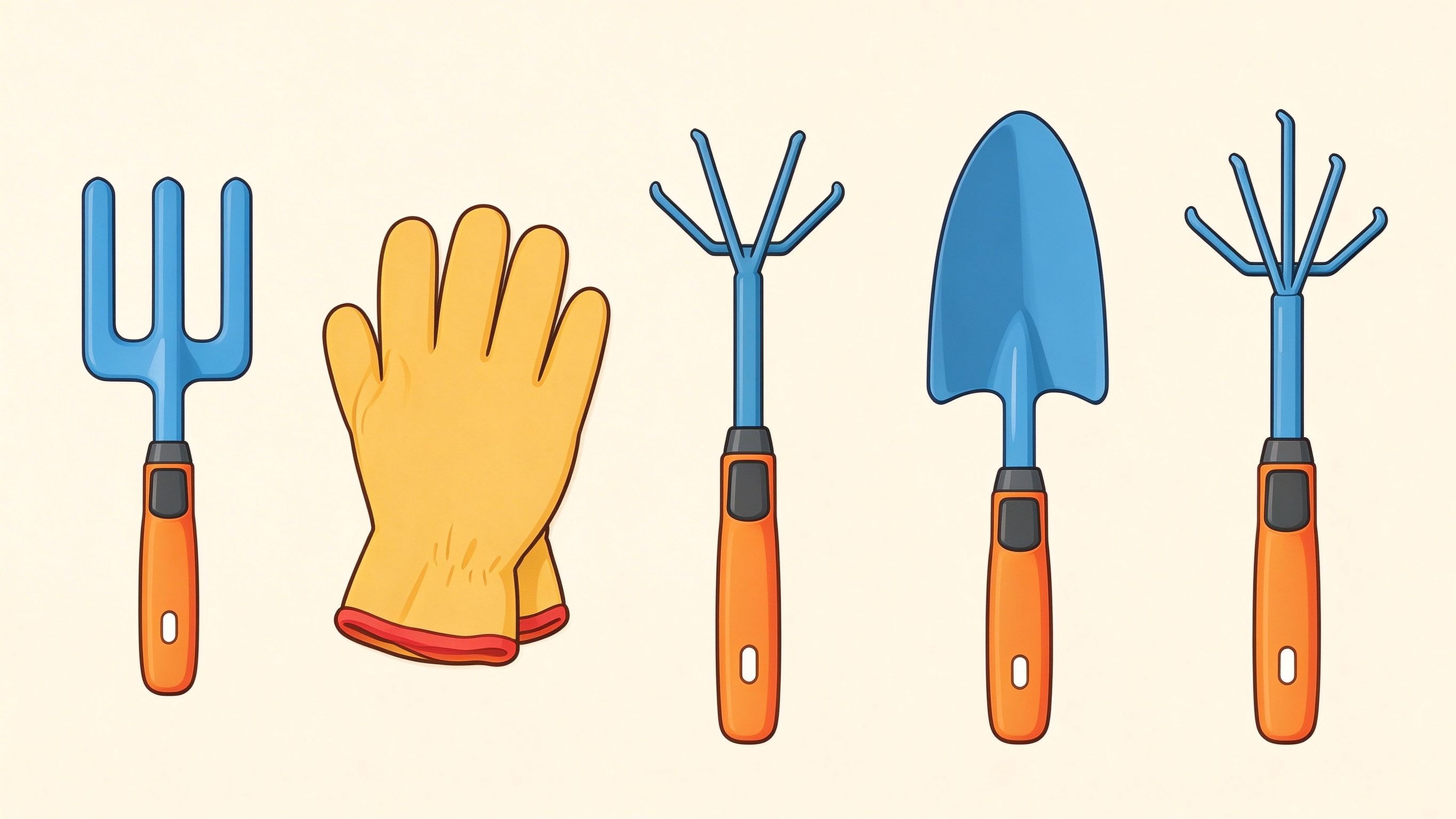 Gardening hand tools annotated picture vocabulary with labeled objects