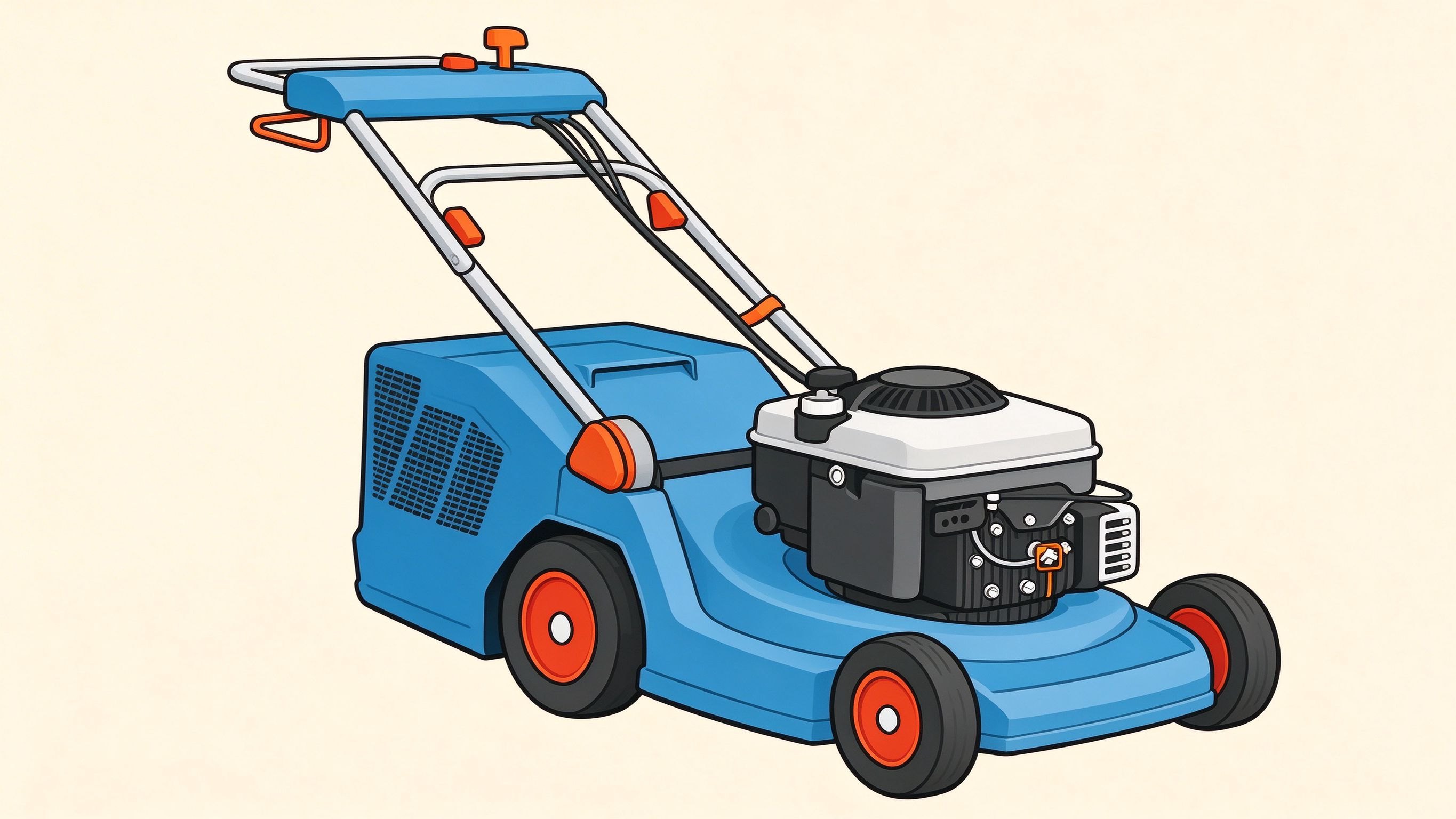 Lawn mower annotated picture vocabulary with labeled objects