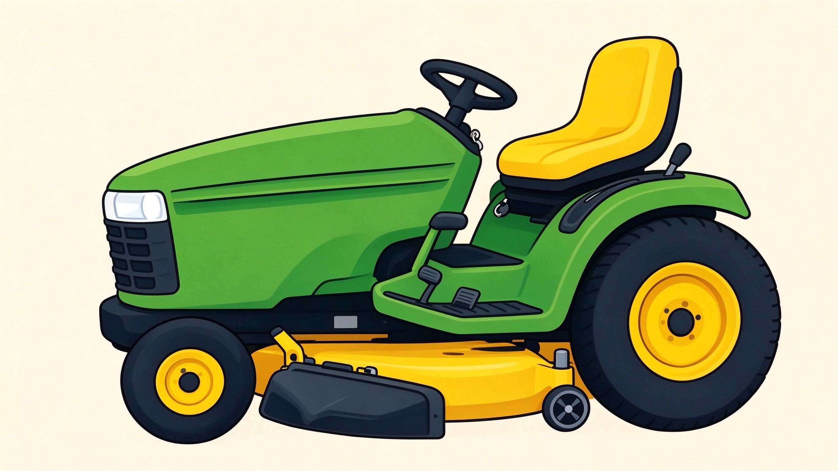 Lawn tractor annotated picture vocabulary with labeled objects